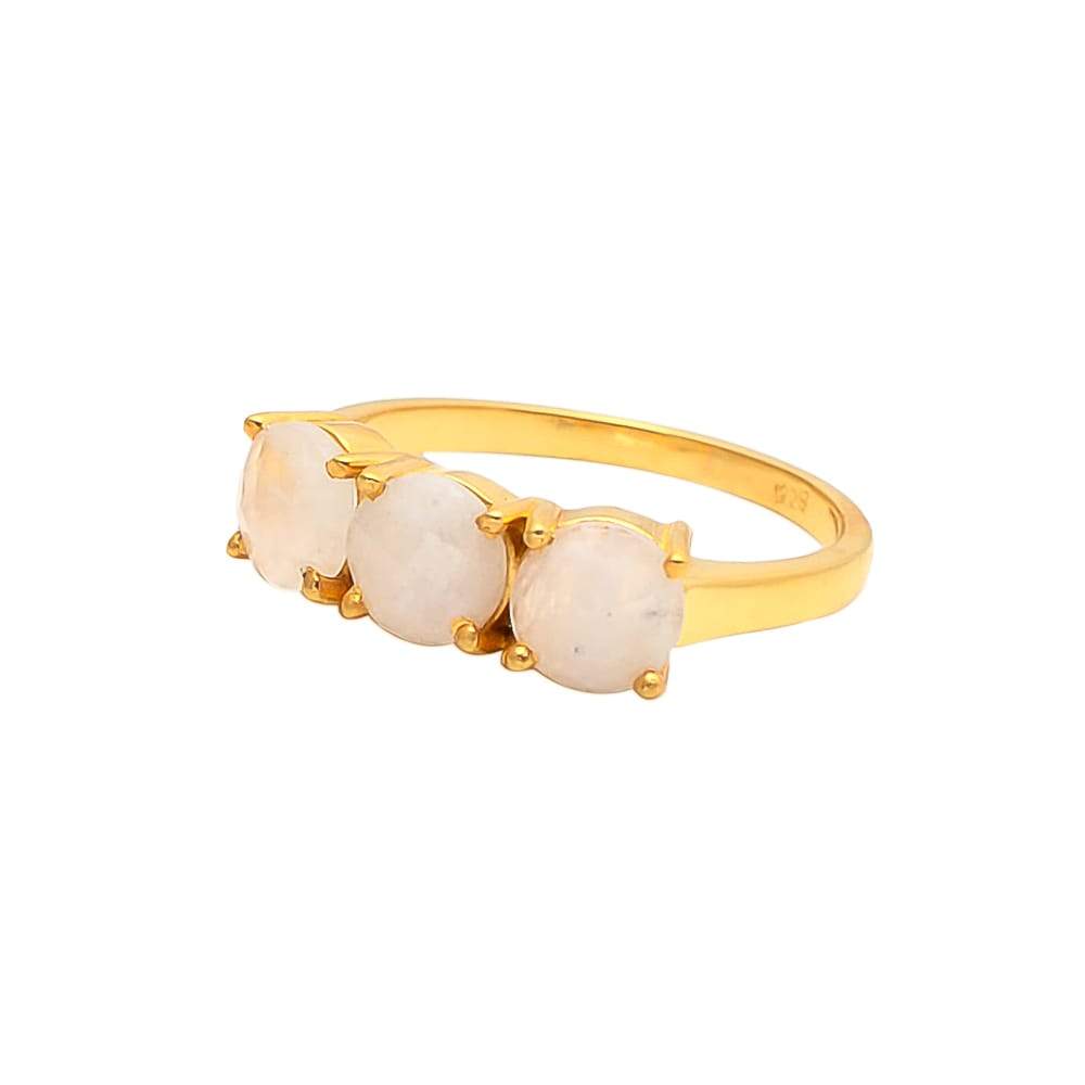 Women’s Gold / White / Neutrals Lotty Ring Rainbow Moonstone Somya London