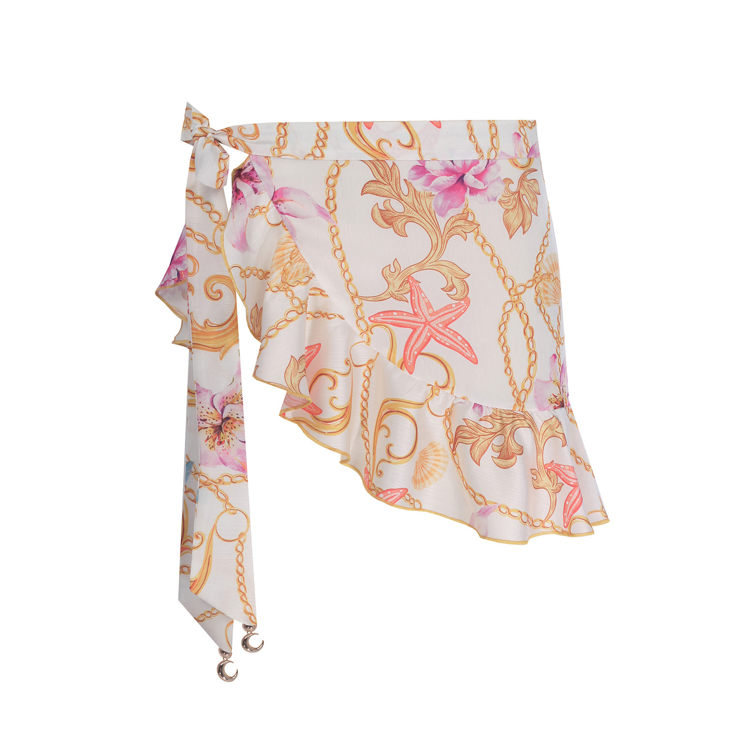Luna B Women's Limos Short Pareo Pattern Ecru In Beige