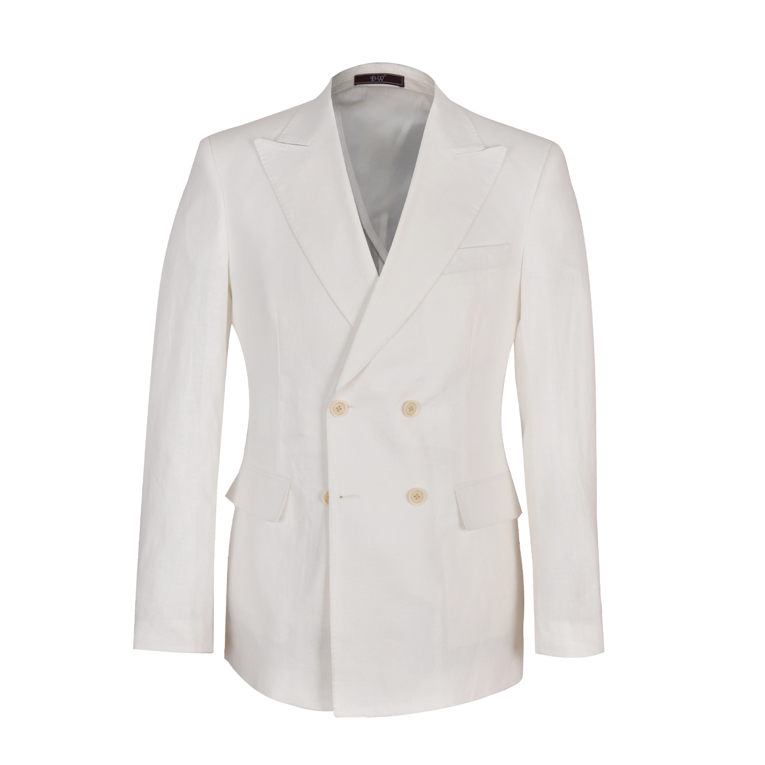 David Wej Men's Hugo Linen Double Breasted Blazer - White