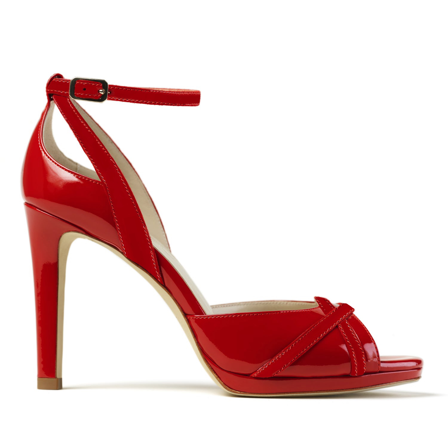 Adriana Patent Leather High Heel Sandal Crimson Red Elizee