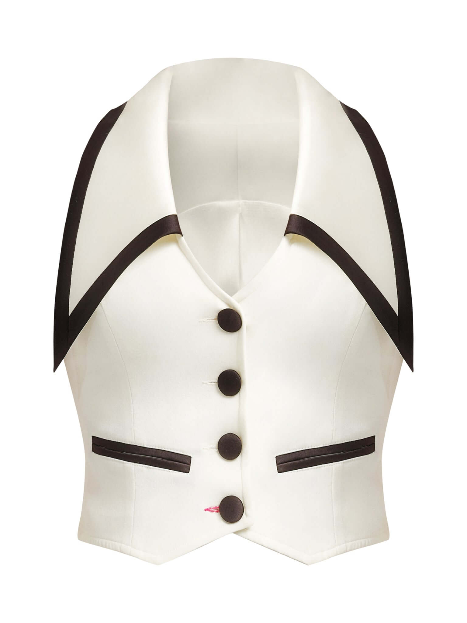 Tia Dorraine Women's Black / White Born To Run Cropped Tailored Waistcoat - Pearl White In Black/white