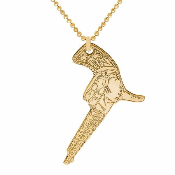 Cartergore Medium Gold Hand Gun Pendant Necklace In Pendant