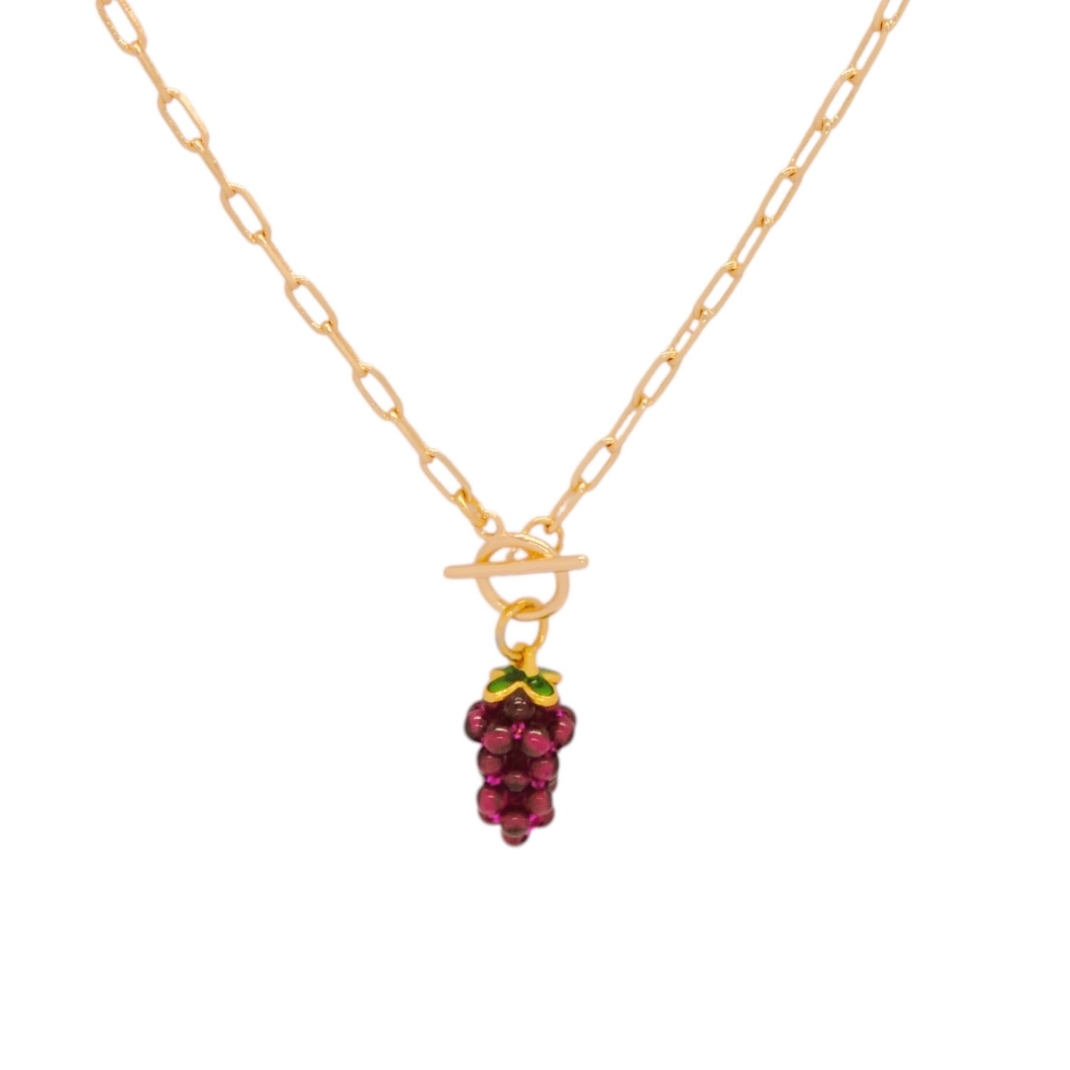 Valerie Chic Women's Gold / Purple Grape Garnet Stone Necklace 18k Gold