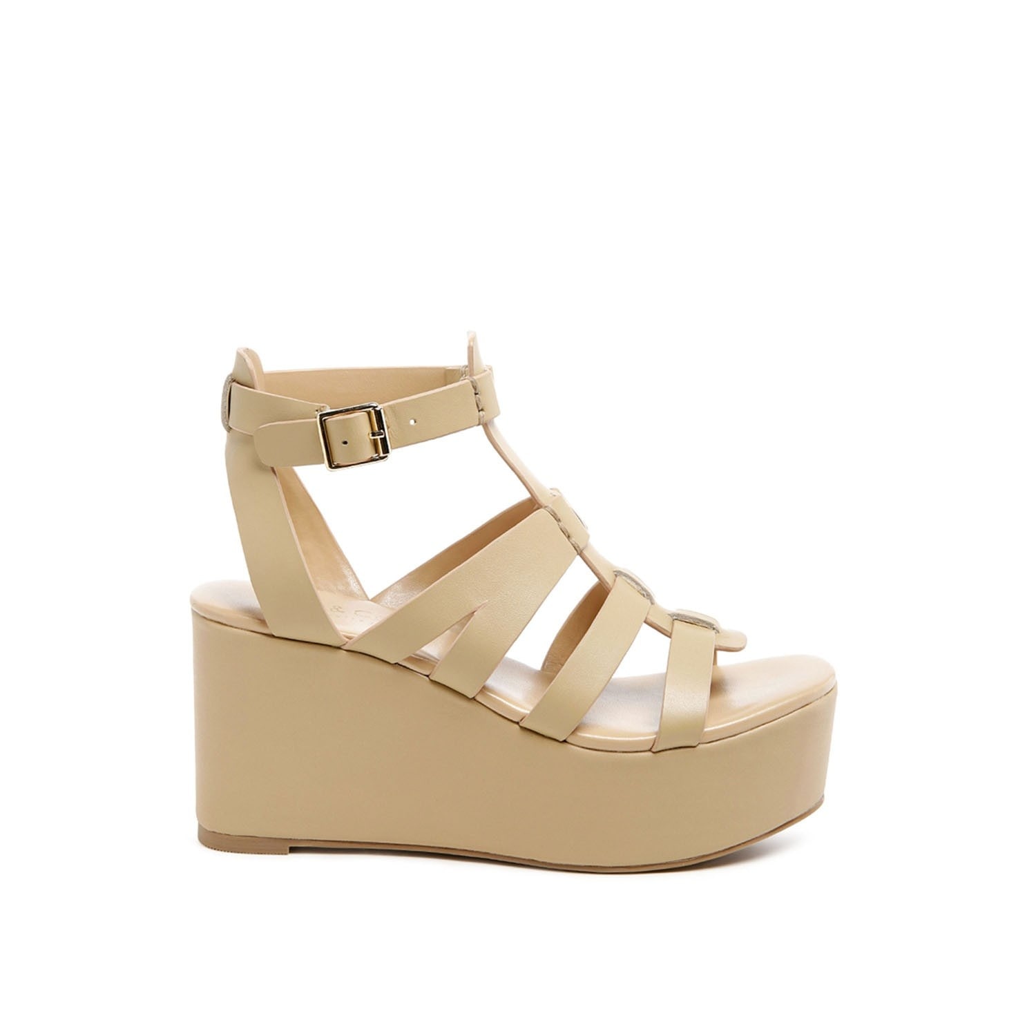 Rag & Co Women's Neutrals Windrush Cage Wedge Leather Sandal In Nude By  In Brown