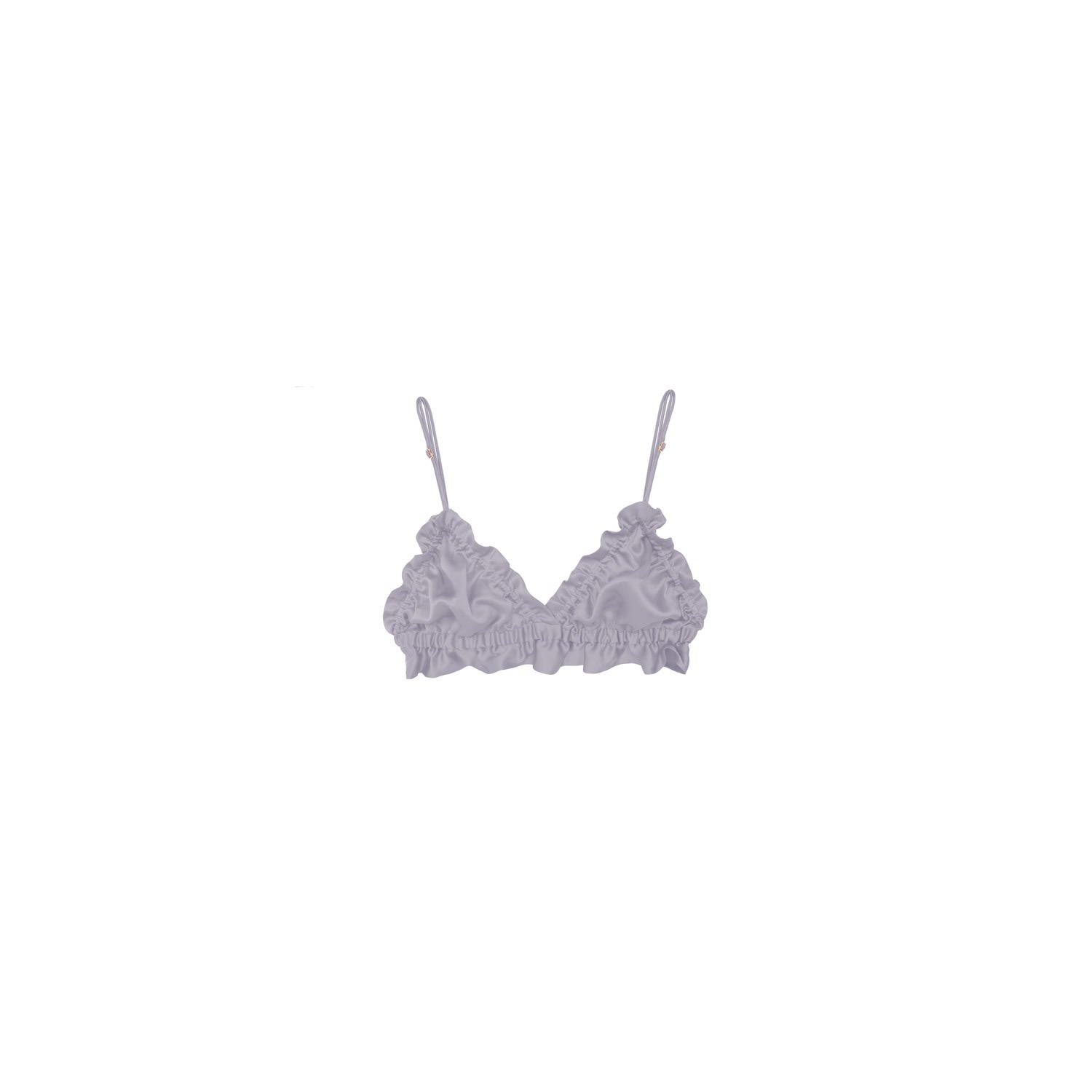 Crease Women's Silver Silk Scalloped Triangle Bra - Lilac In Silver