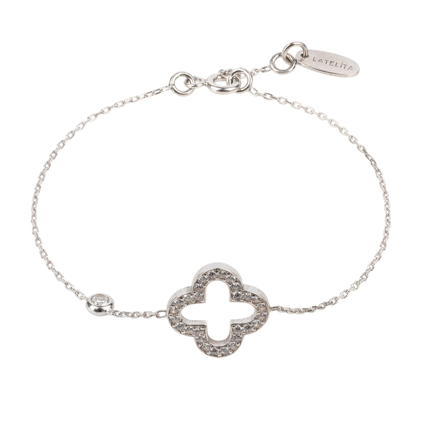 Latelita Women's White / Silver Byzantine Clover Bracelet Silver In Multi