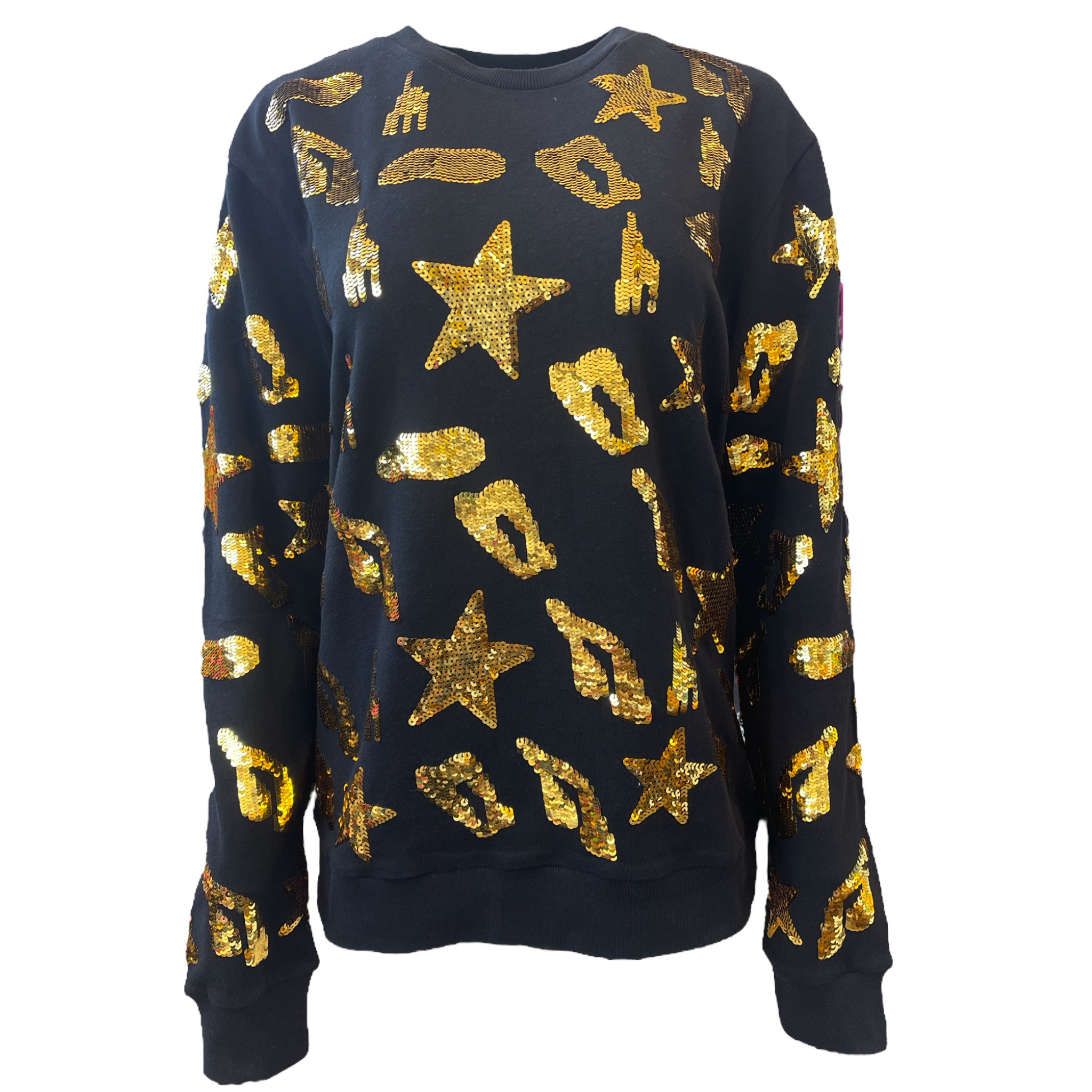 Gold / Black Any Old Iron Mens Leopard Star Sweatshirt Xl