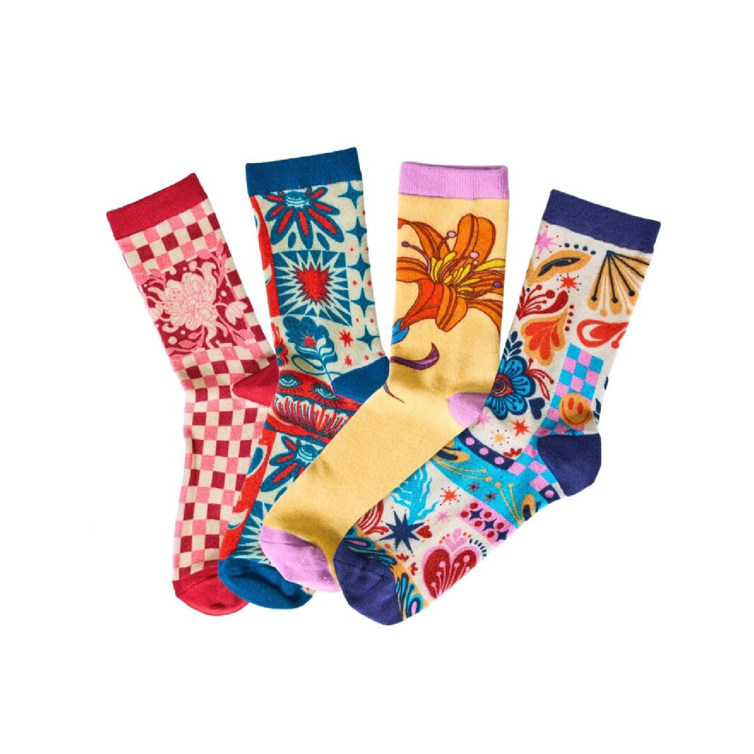 Soule Socks Women's Blue / Red Soule X Jum Bundle - Four Pairs In Blue/red