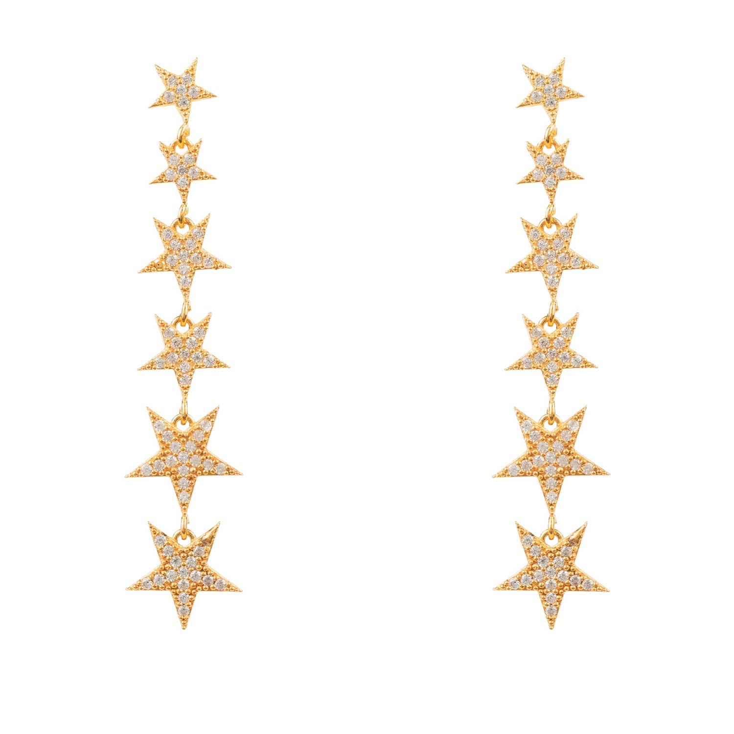 Graduated Star Drop Earring Gold Latelita Wolf Badger