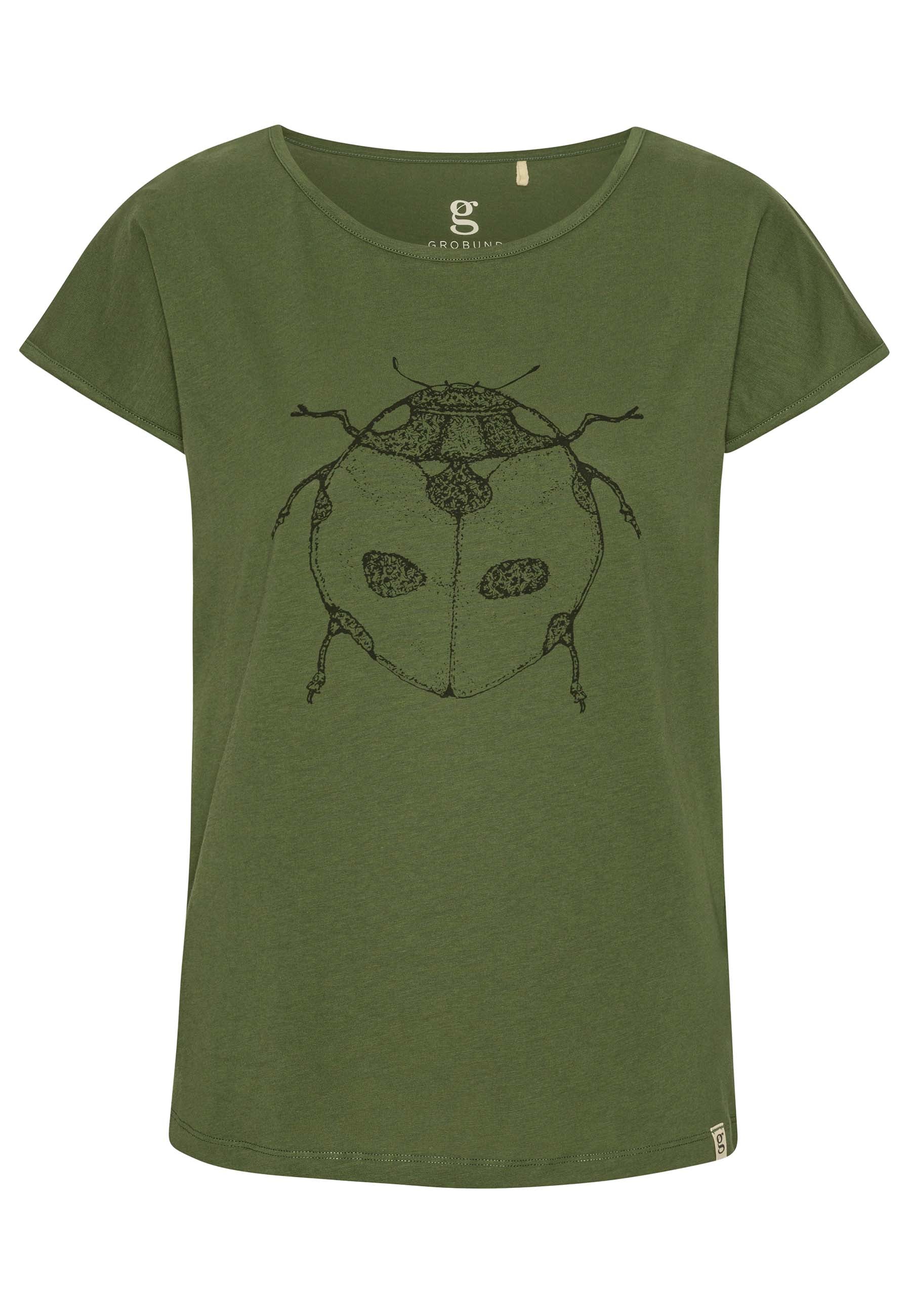 Grobund Anna T-shirt - The One In Moss Green With Ladybug In Green