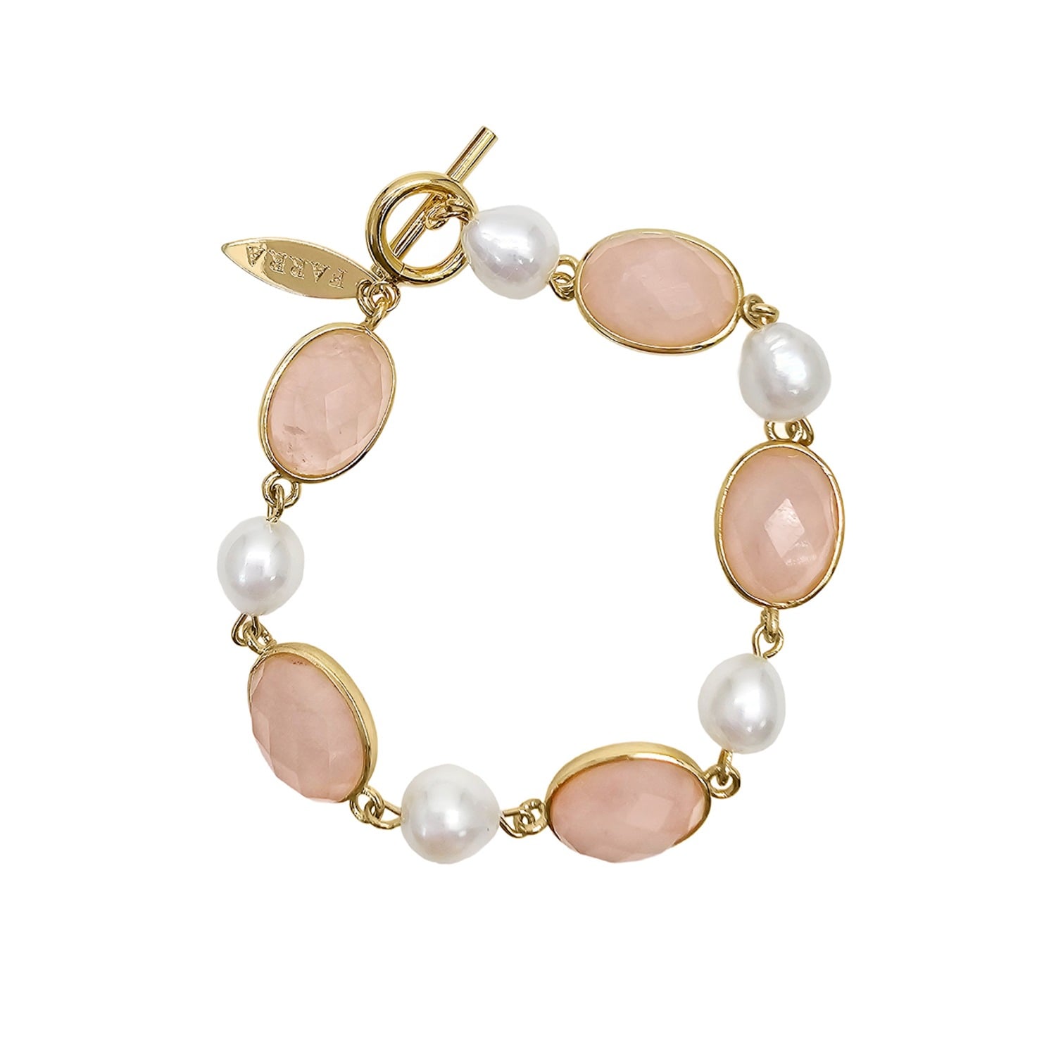 Farra Women's Pink / Purple Rose Quartz With Freshwater Pearls Bracelet