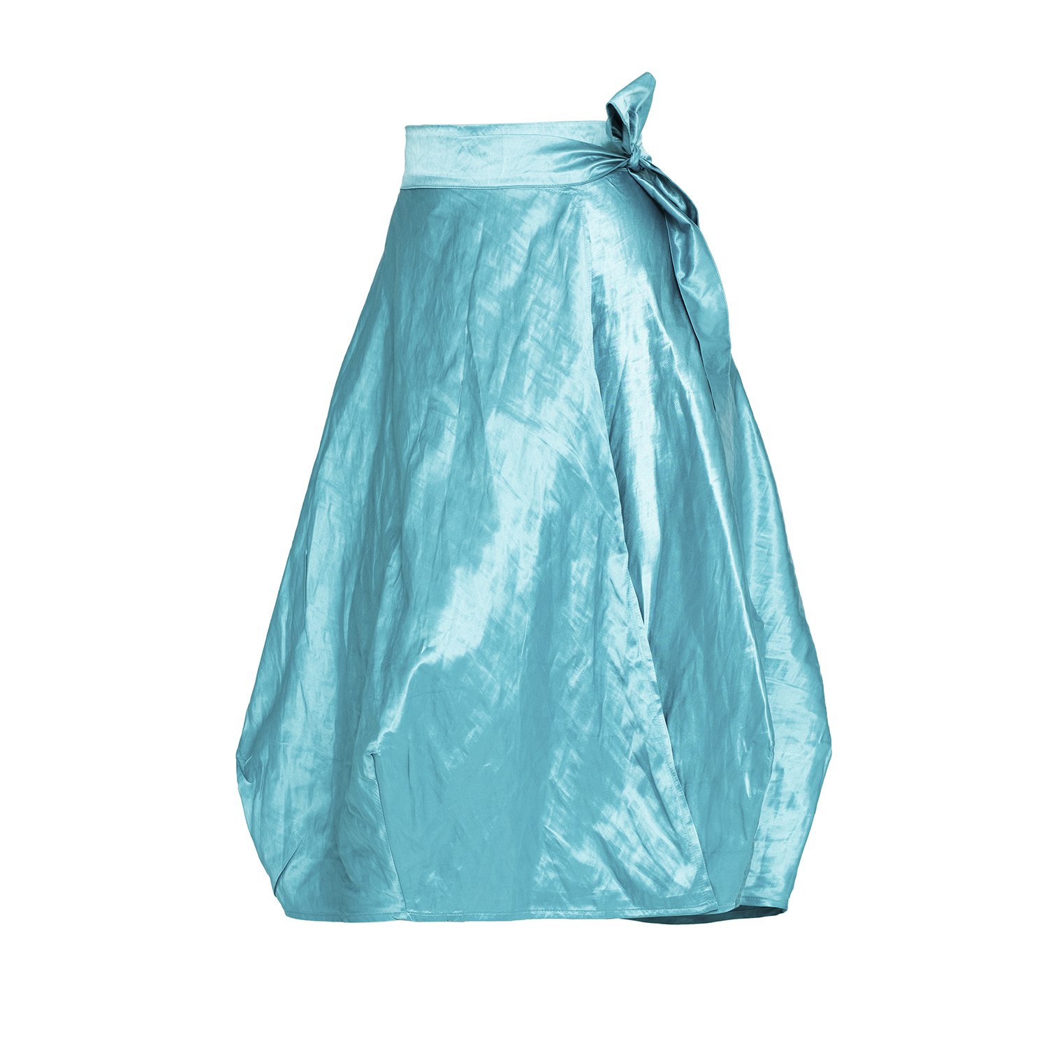 Women's Blue Wrapped Skirt In Aqua Taffeta | Large | Bianca Popp