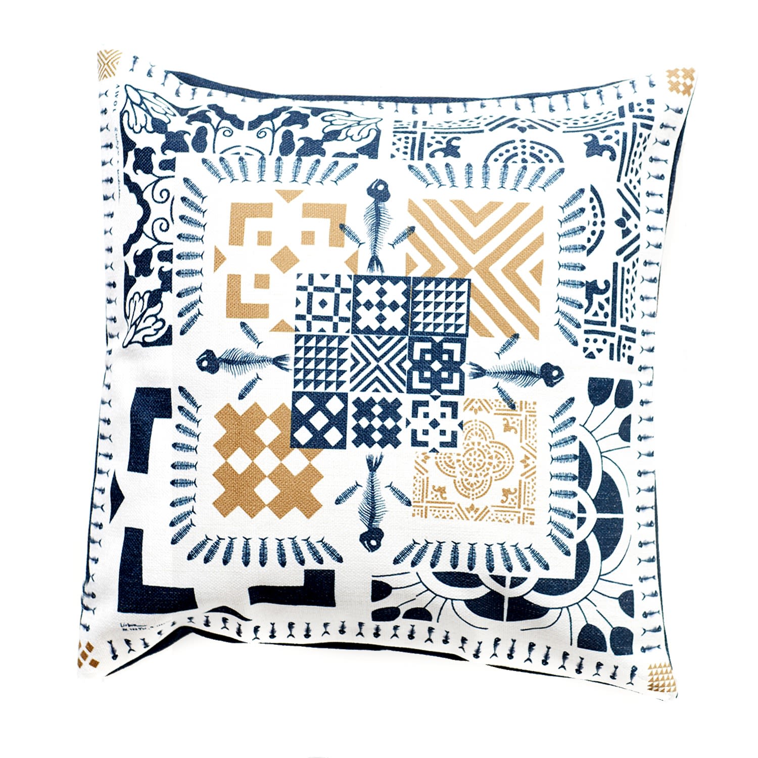 Black / White / Gold The Lisbon Portugal Cushion Cover Awol