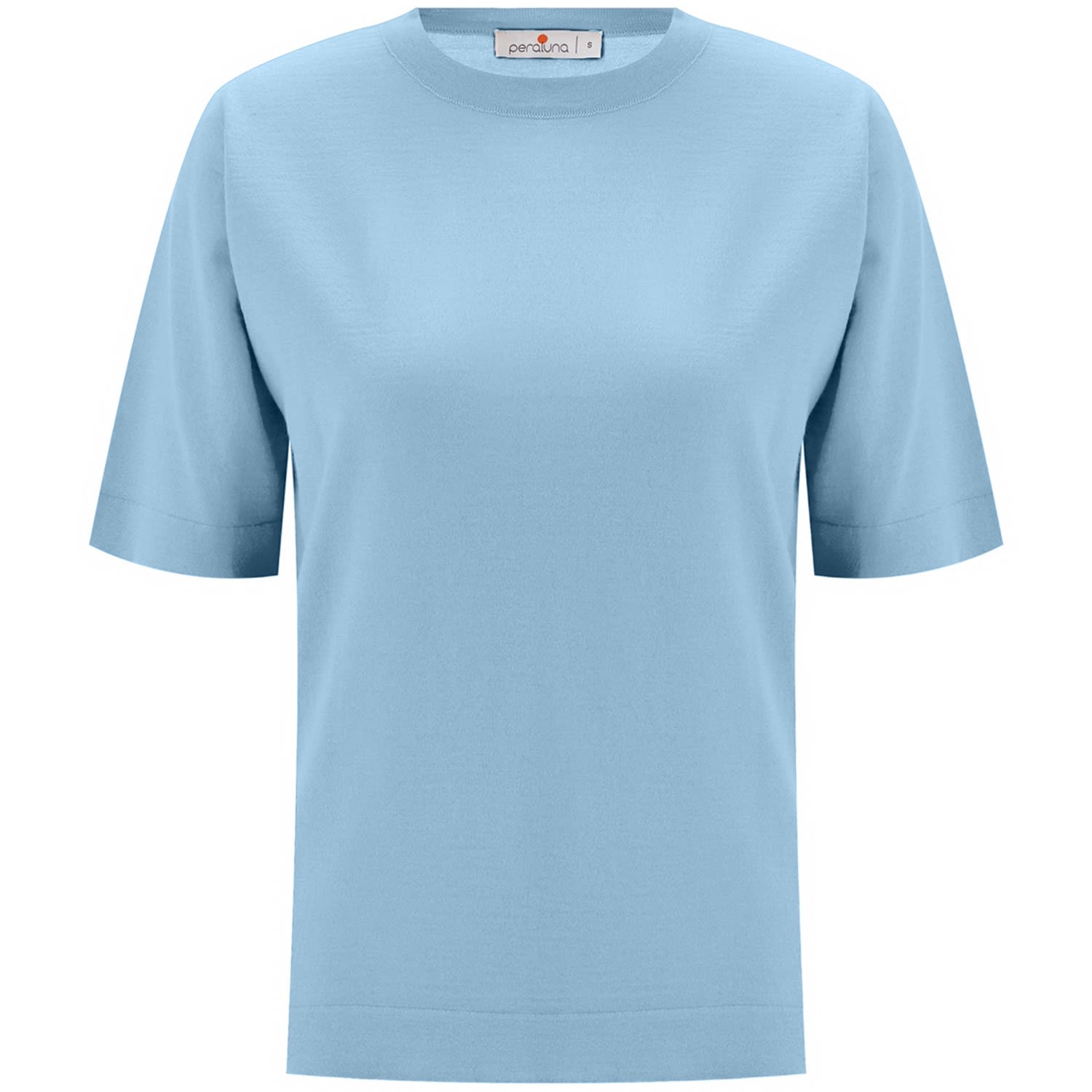 Women’s Trine O-Neck Fine Knit Merino Wool T-Shirt - Glacier Blue" Extra Large Peraluna