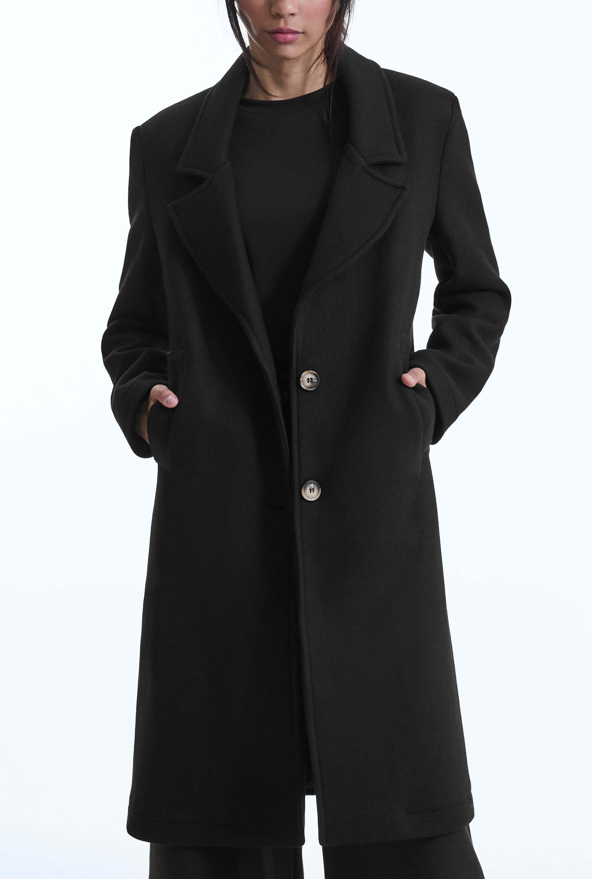 Black tailored womens coat hot sale