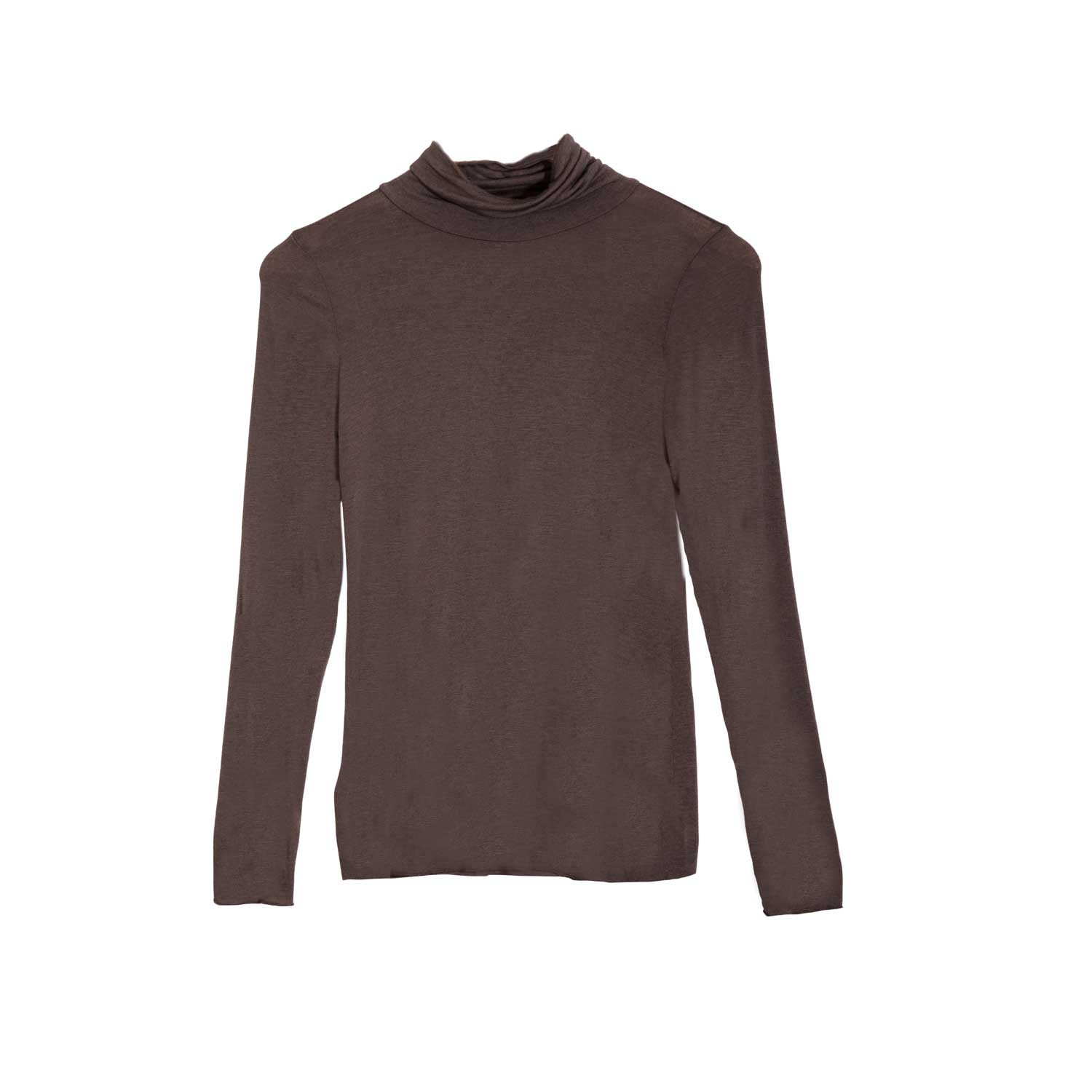 At Last... Women's Brown Polo Neck Base Layer In Chocolate In Brown
