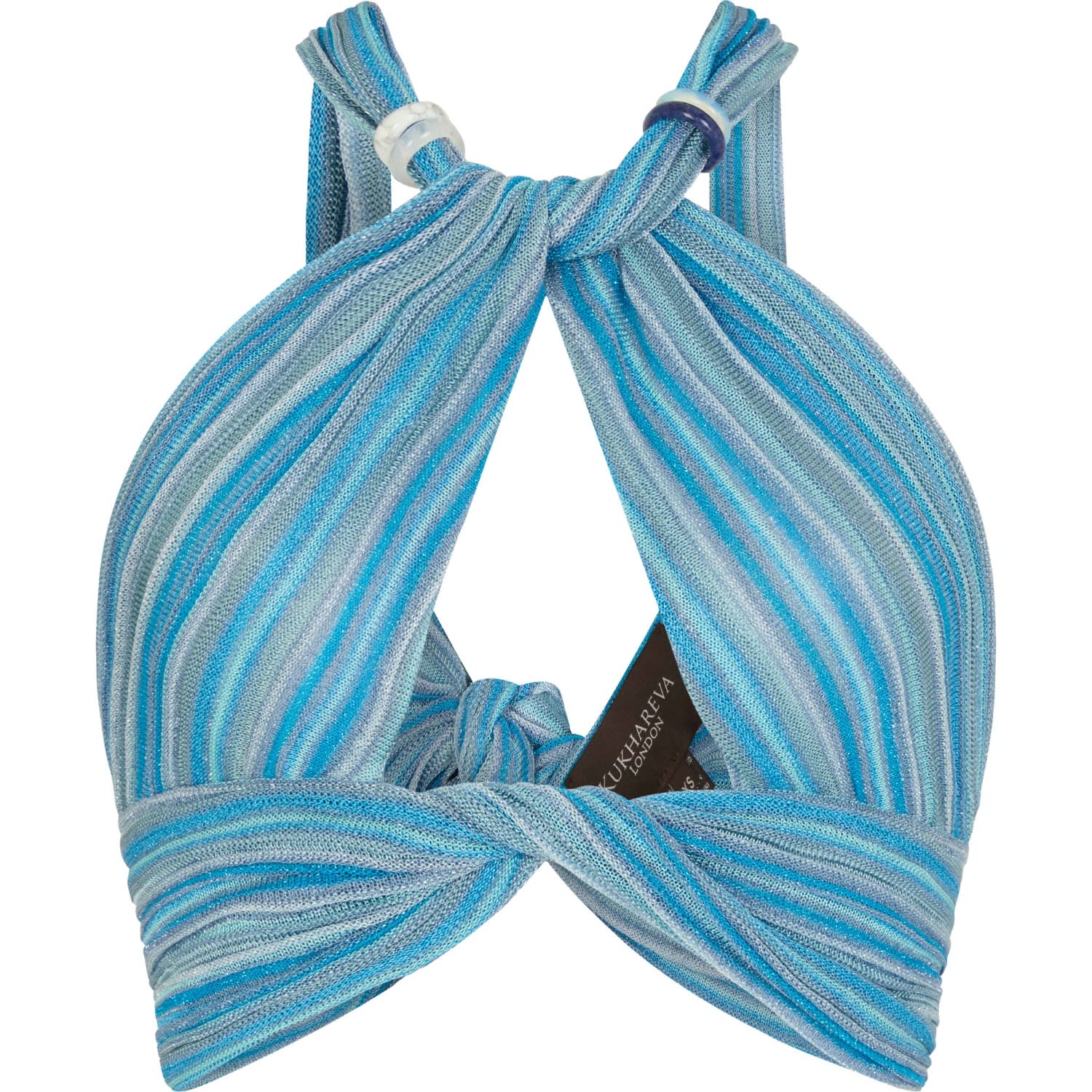 Kukhareva London Women's Blue Demi Cropped Lurex Top In Blue