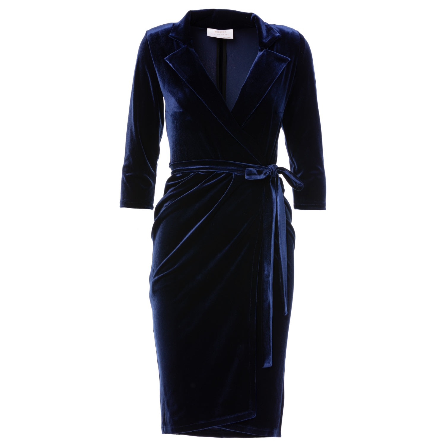 Roserry Women's Blue Cannes Wrap Midi Velvet Dress In Navy In Blue