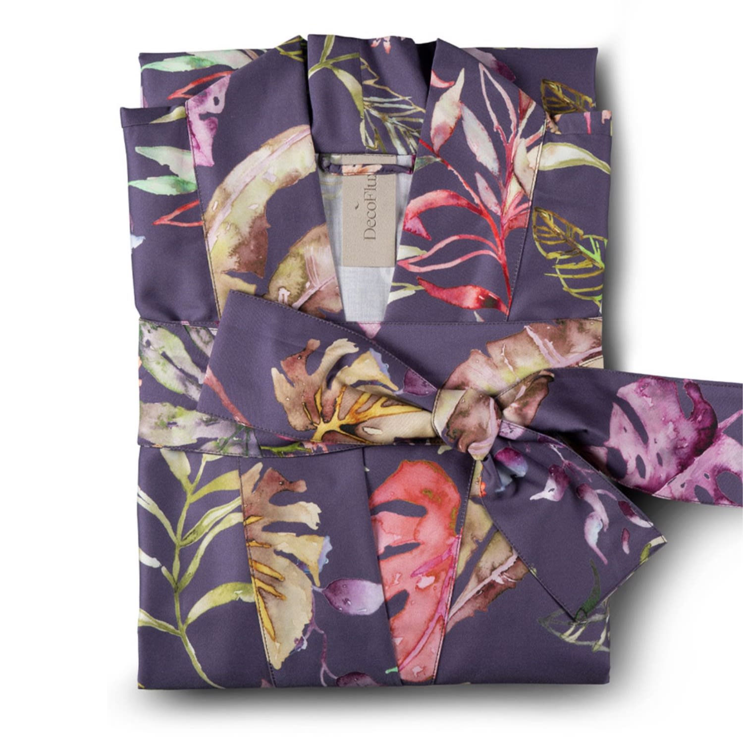 Decoflux Home Pink / Purple Cotton Maternity Robe - Purple Fique Jam Dressing Gown, Mt