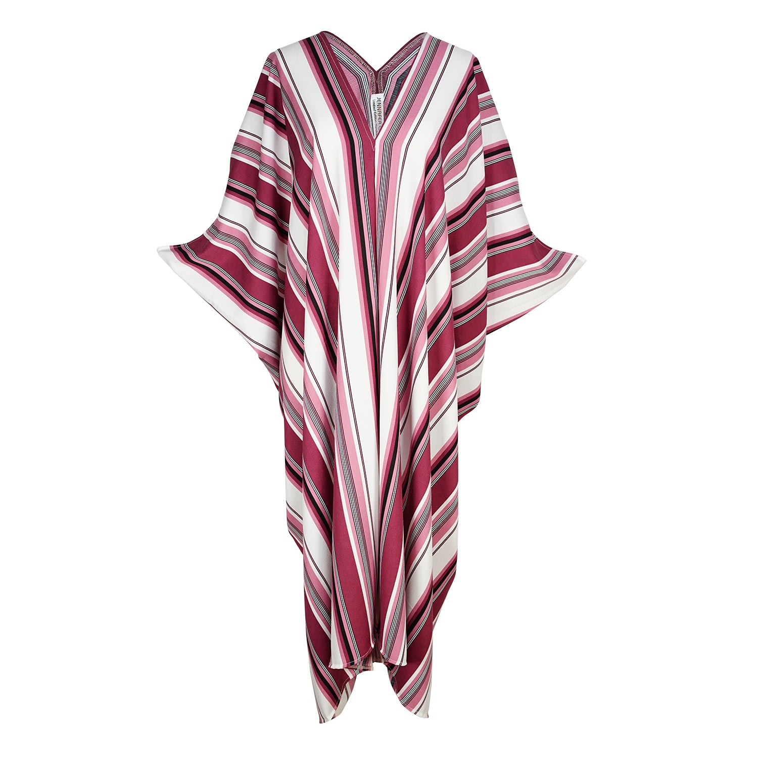 Women’s Mulberry Stripe Caftan Kaftan Dress One Size Jennafer Grace