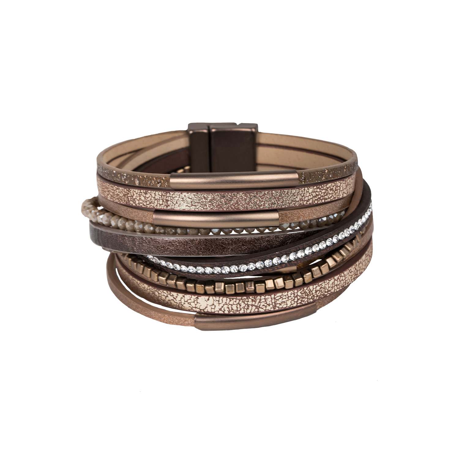 Saachi Men's Brown Glimmer Leather Peru Bracelet