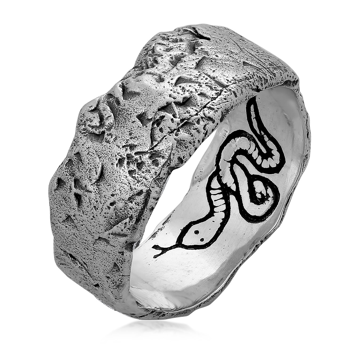 Haze & Glory Men's Silver Serpent Ring - Small In Silver