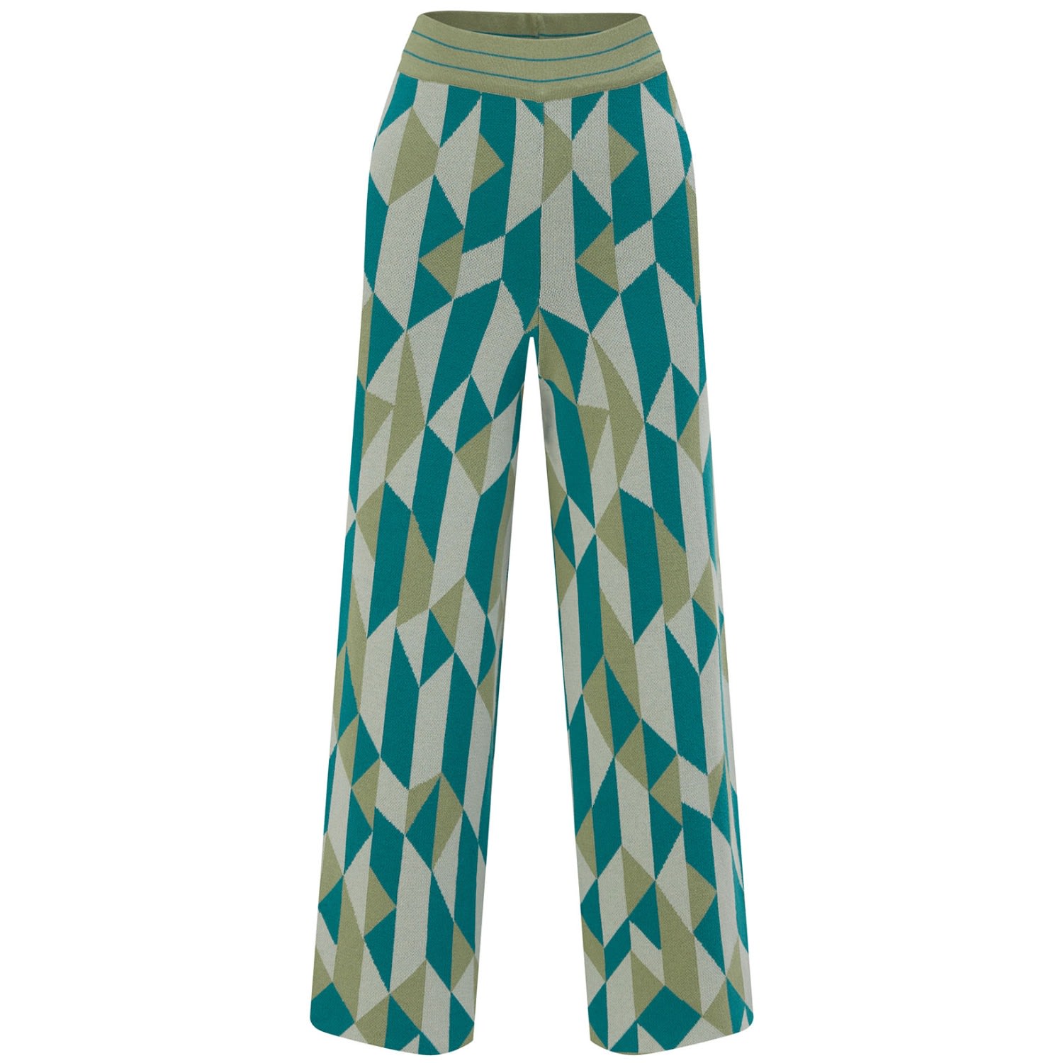 Women’s Geometric Retro Patterned Knitwear Culotte Pants - Multicolour Extra Large Peraluna