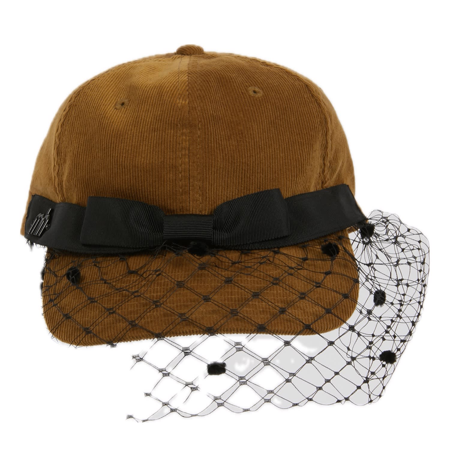 Misa Harada Millinery Women's Neutrals Gigi Veiled Baseball Cap In Camel Corduroy