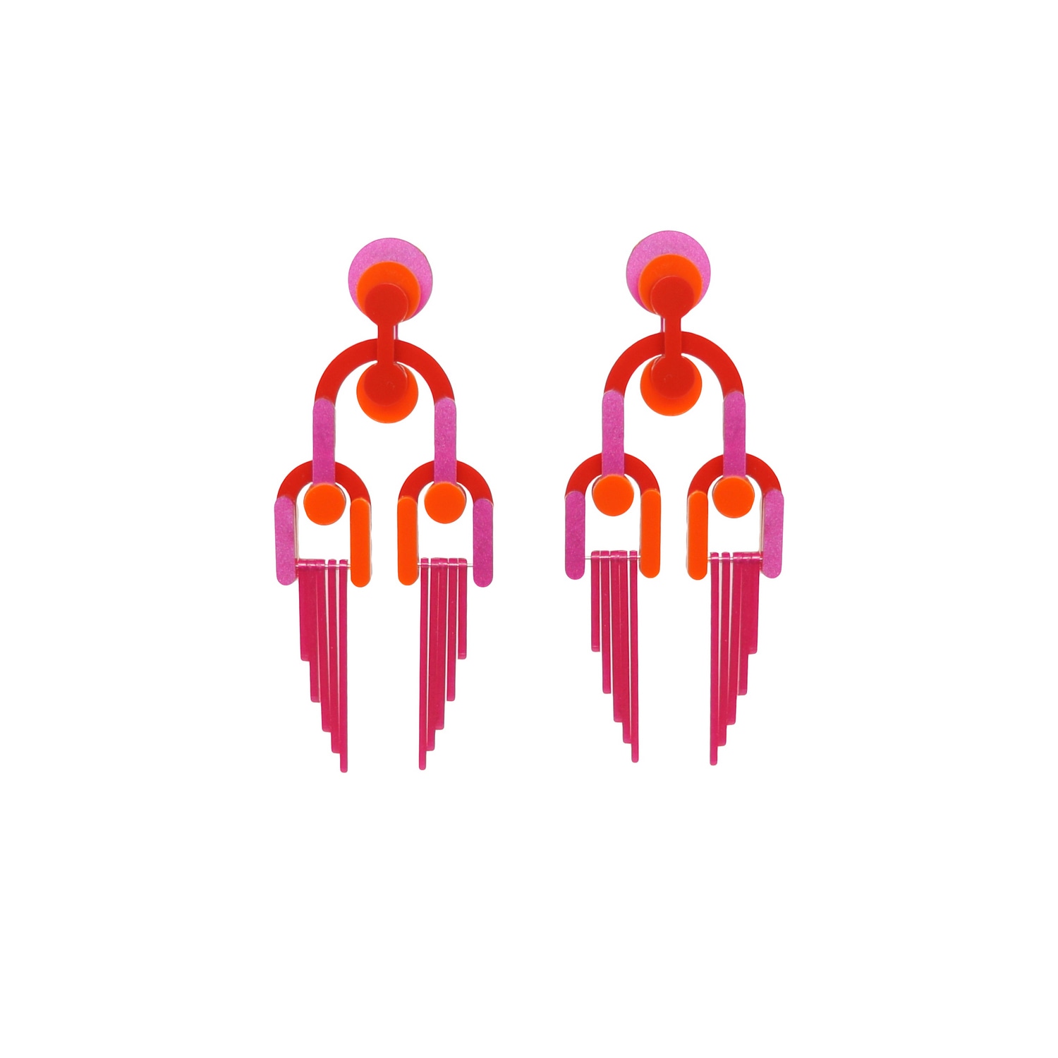 Gissa Bicalho Women's Pink / Purple Handmade Acrylic Earring Cladogram Pink