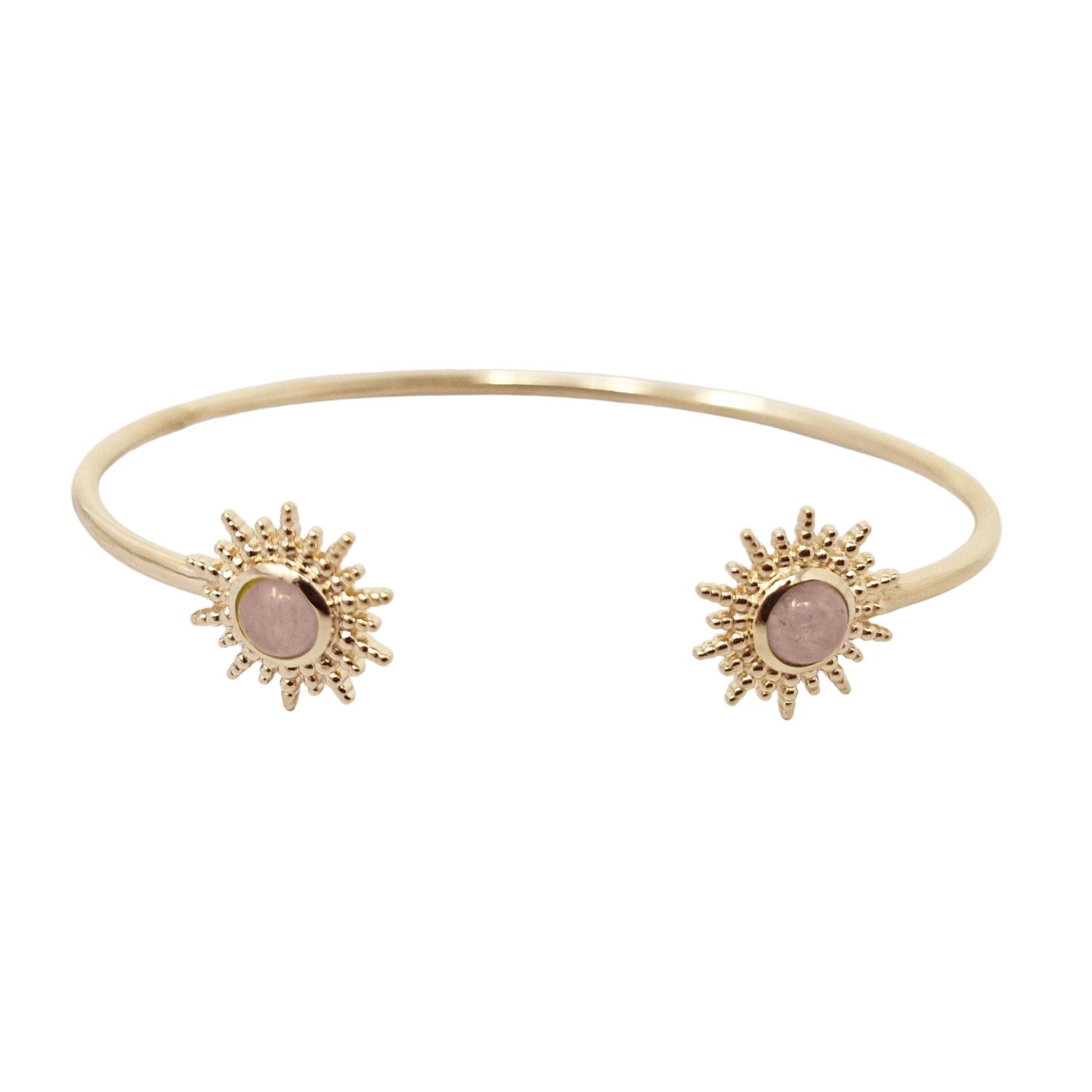 Women’s Pink / Purple / Gold Rose Quartz October Birthstone Sunburst Bangle Harfi