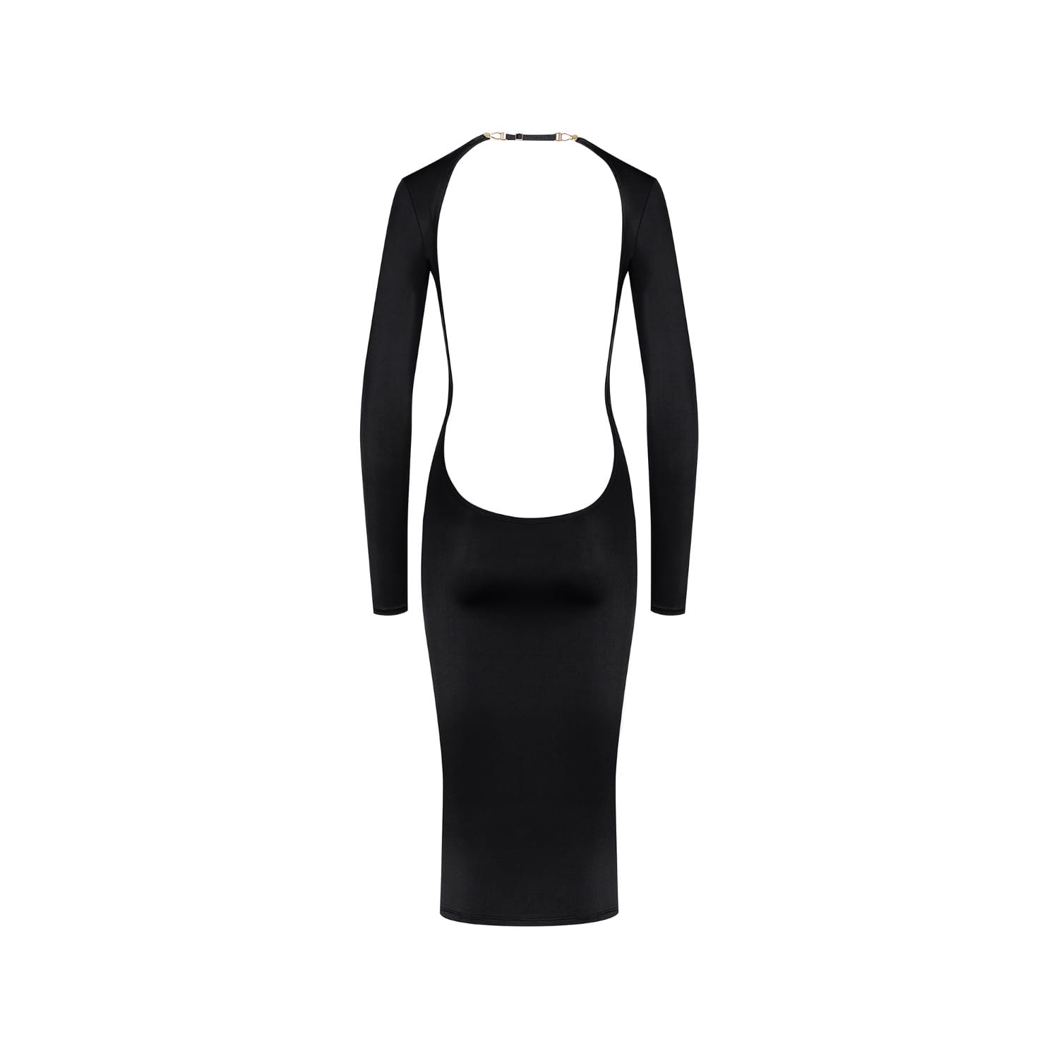 Open Back Stretch Midi Dress - Black | MAISON CLOSE | Wolf