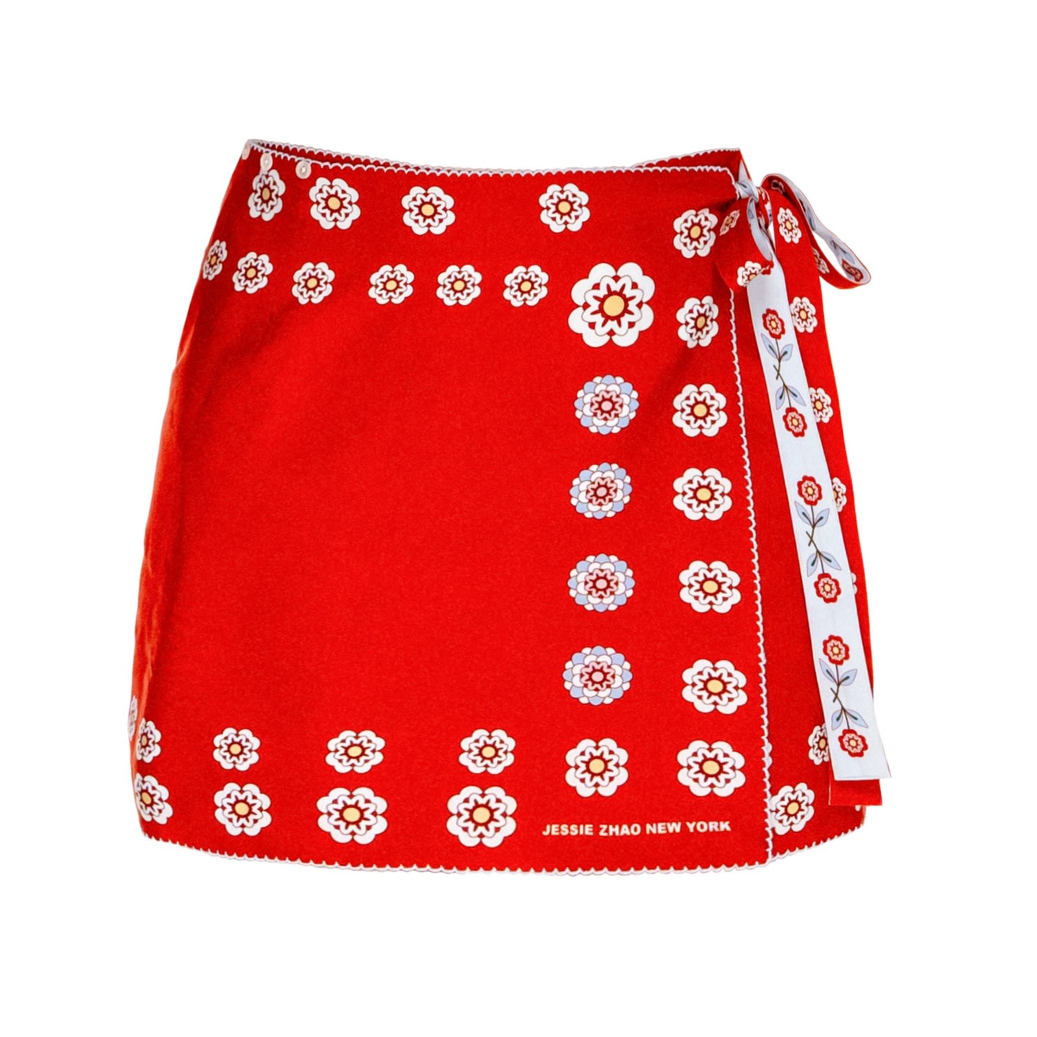 Jessie Zhao New York Swim Cover Up Skirt-red Garden In Red