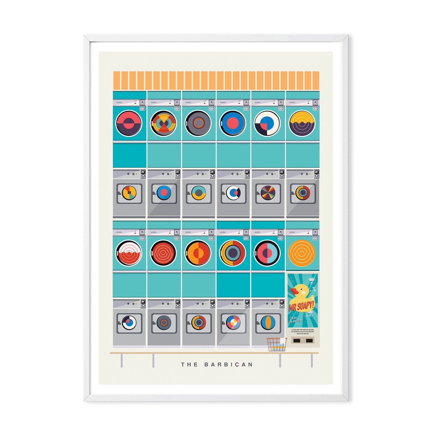 Eye For London Prints The Barbican Launderette Art Print In Orange