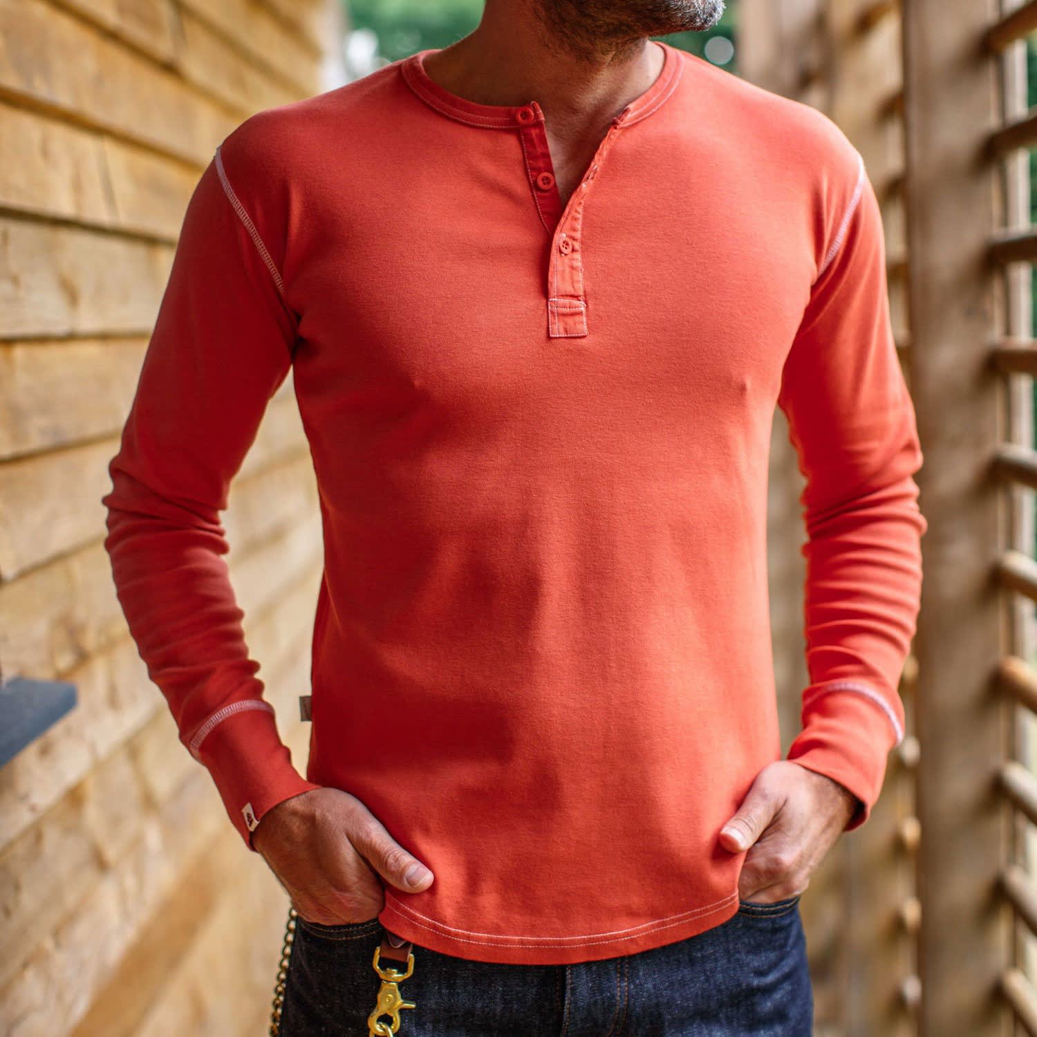 red henley shirt