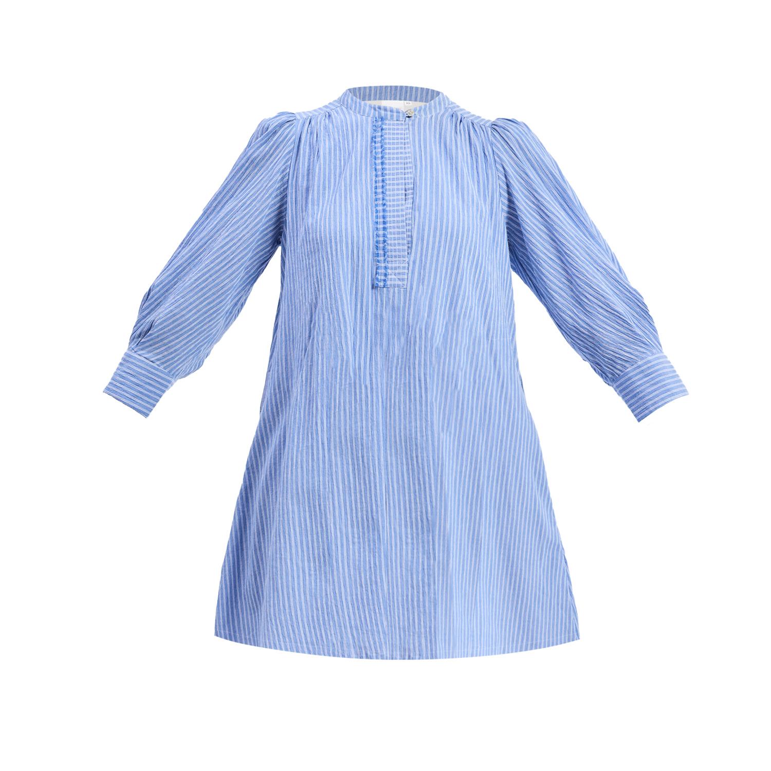 Reistor Women's Blue Oversized Tunic Dress With Optional Belt