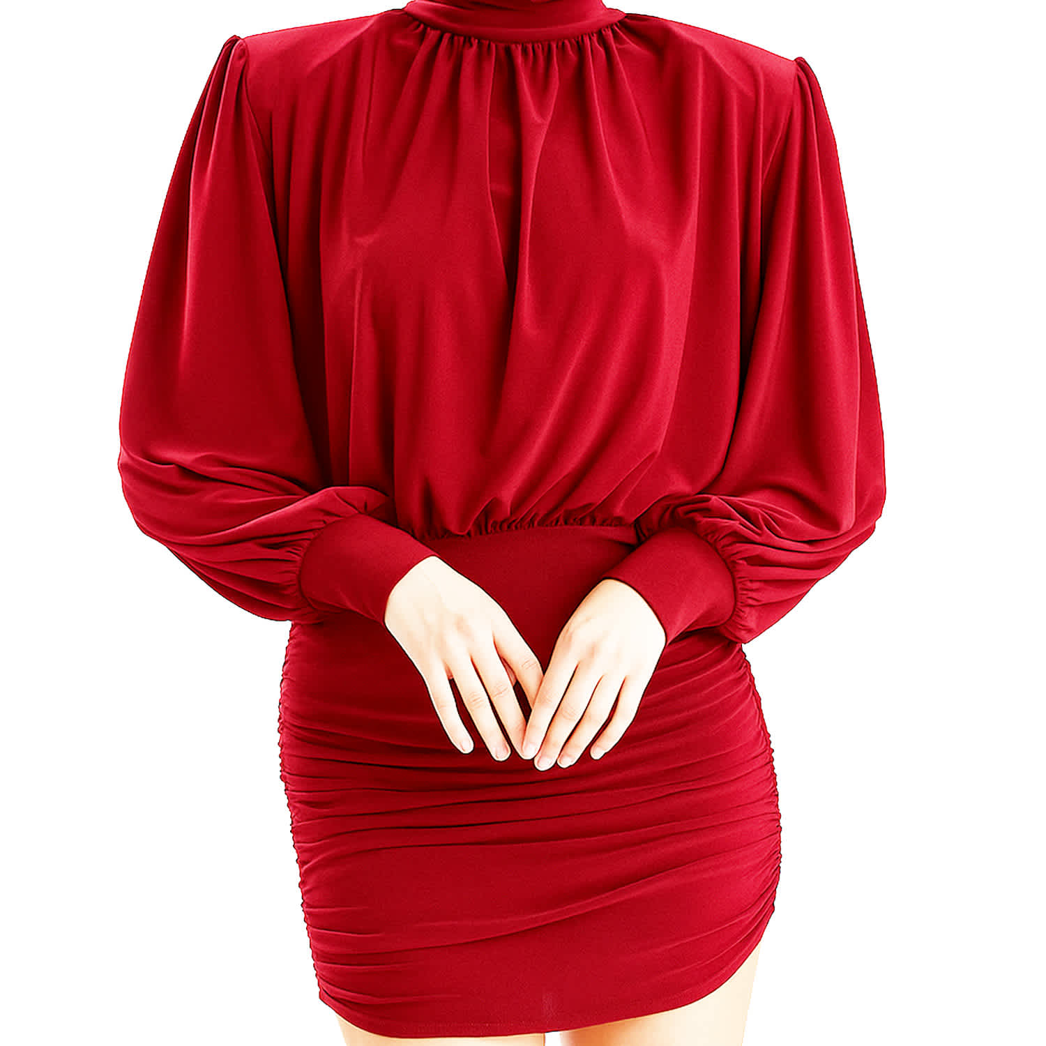 burgundy high neck mini dress Kaiia - Knit High Neck Skater Mini Dress - Women - Polyester/Acrylic/Wool/Spandex - XS