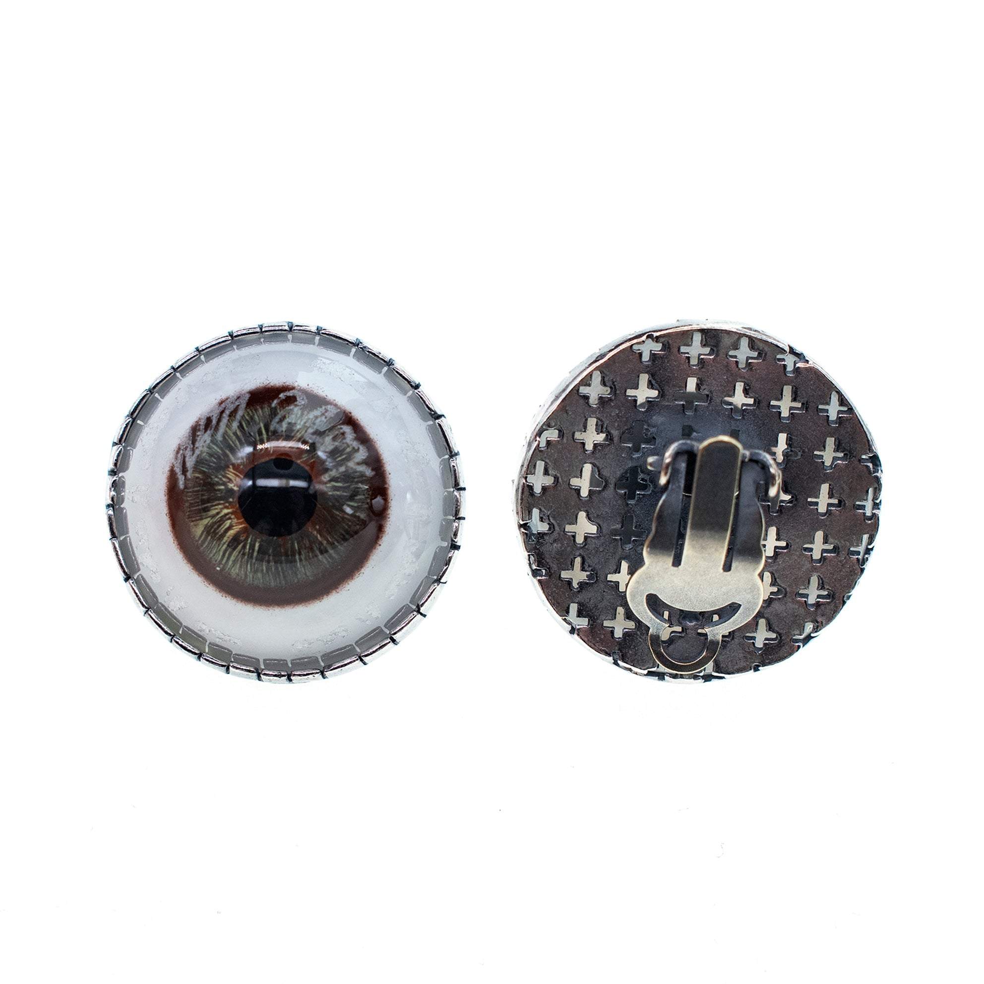 Women's Green / Silver Eye Love You Ear Clips Green Eye | Gem Kingdom