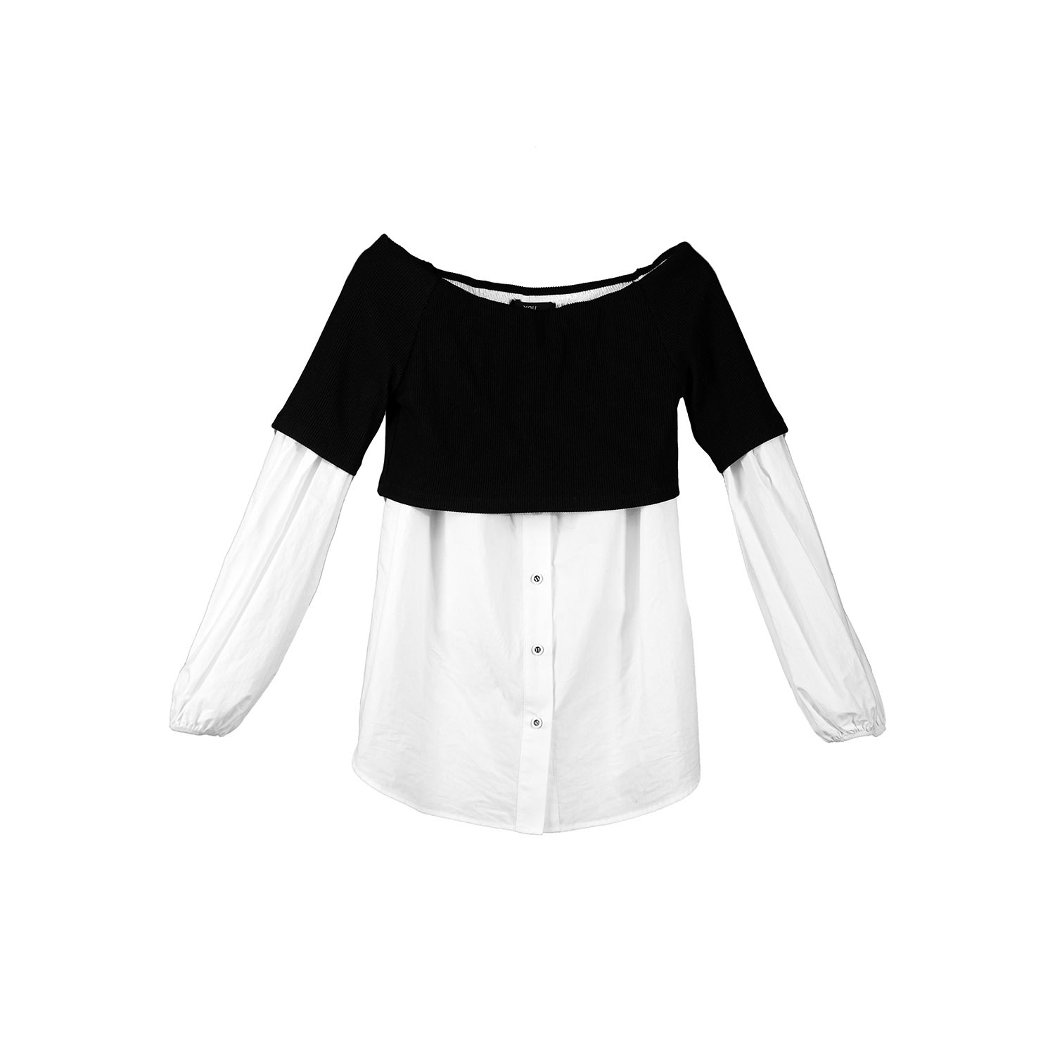 Women’s Black / White Poplin Two-Color Blouse S/M You