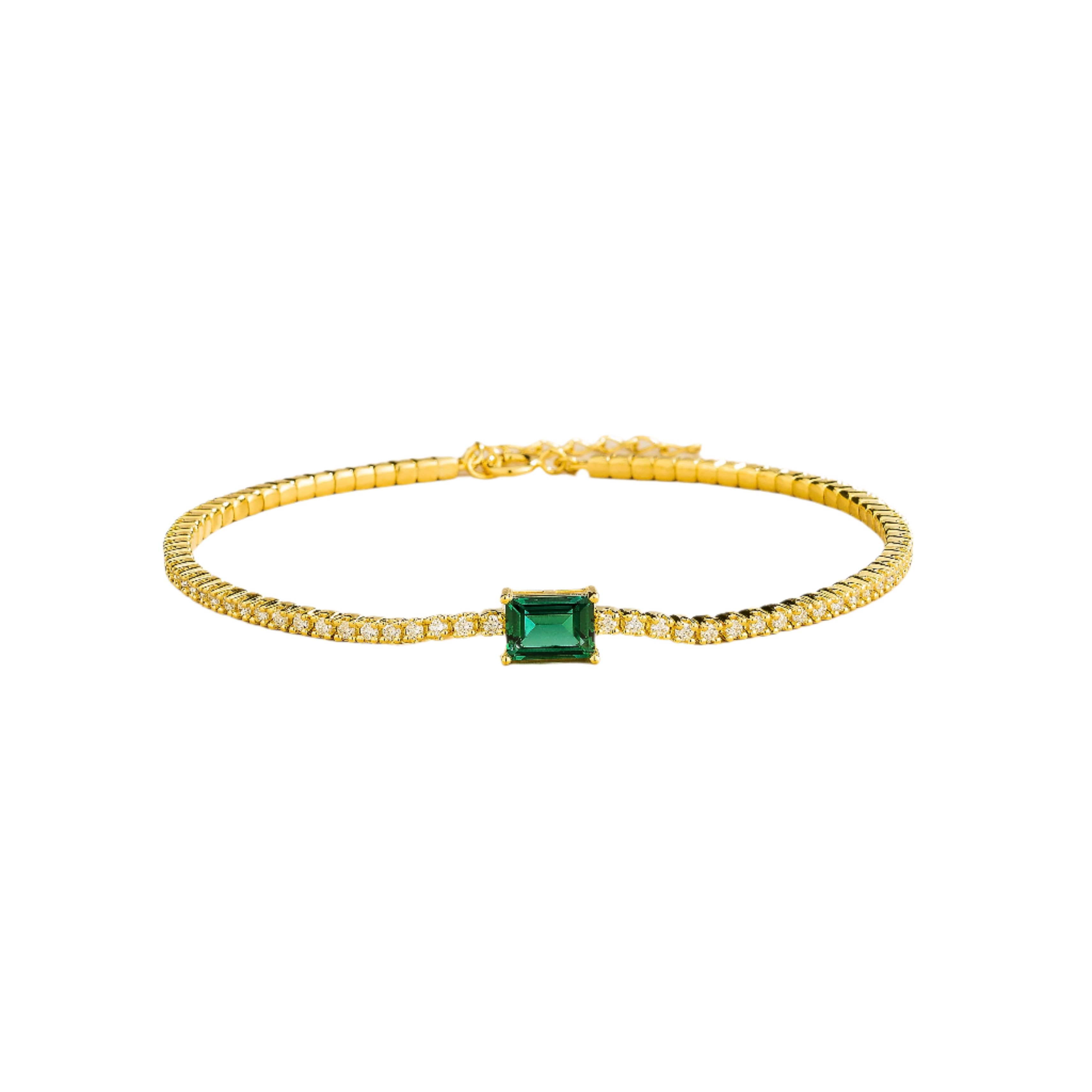 Juvetti Women's Gold / Green / White Mesa Gold Bracelet In Emerald & Diamond