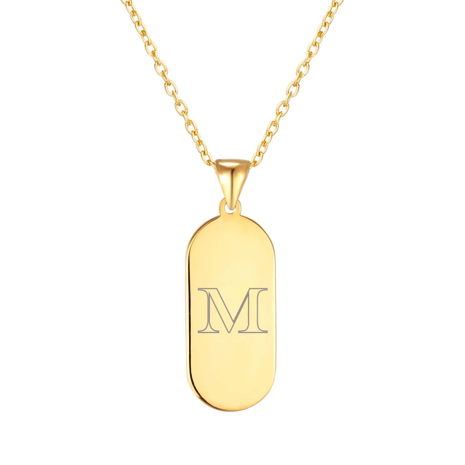 Women’s 22Ct Gold Vermeil Engravable Classic Tag Pendant - Engravers Font Seol + Gold