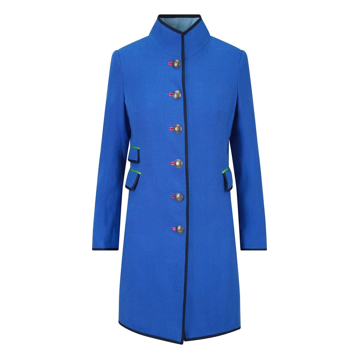 Women’s Electric Blue Linen Cavalier Coat XXXL Beatrice Von Tresckow