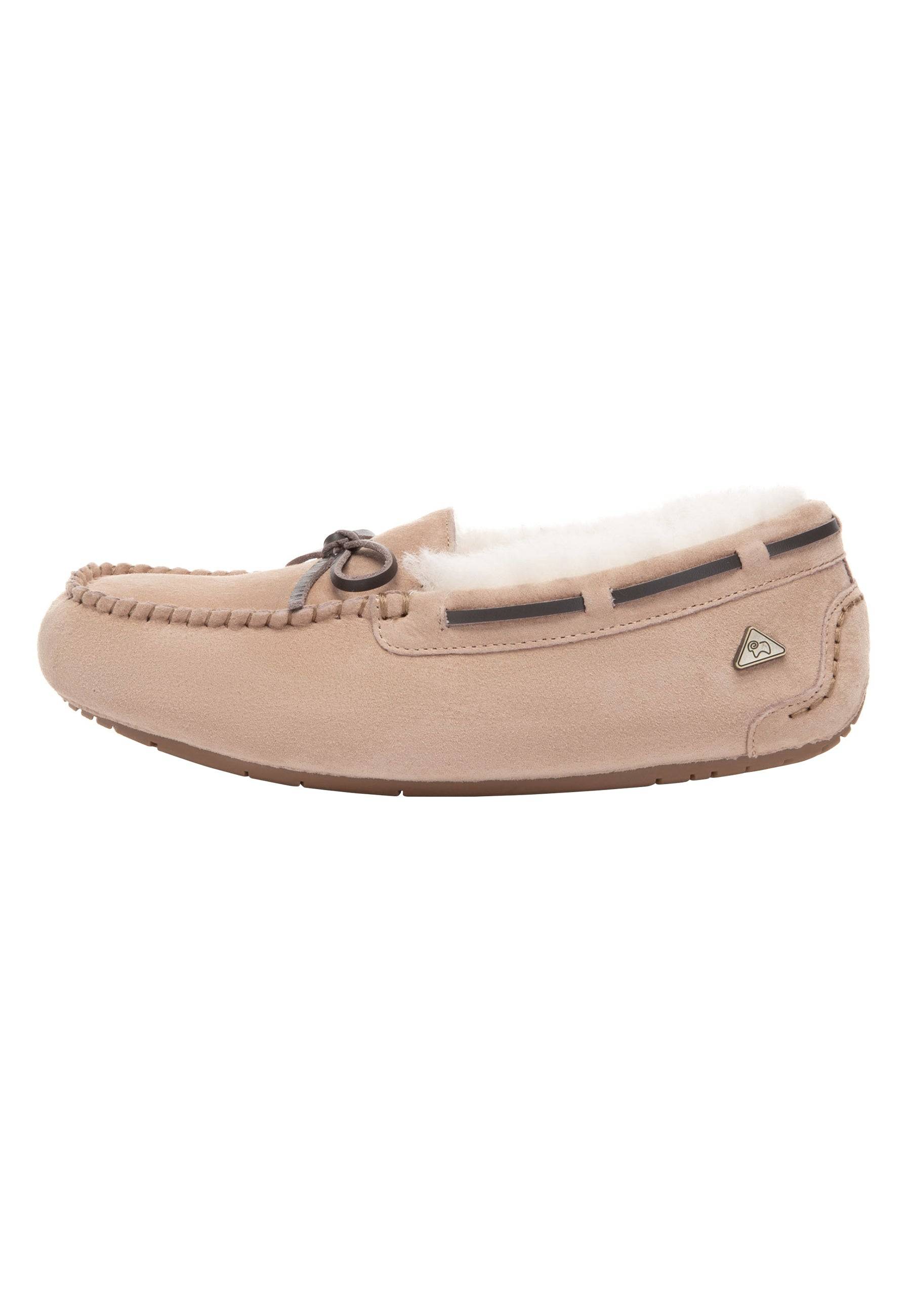 Everau Australia Women's Gold Crested Leather Loafers In Chestnut In Blue
