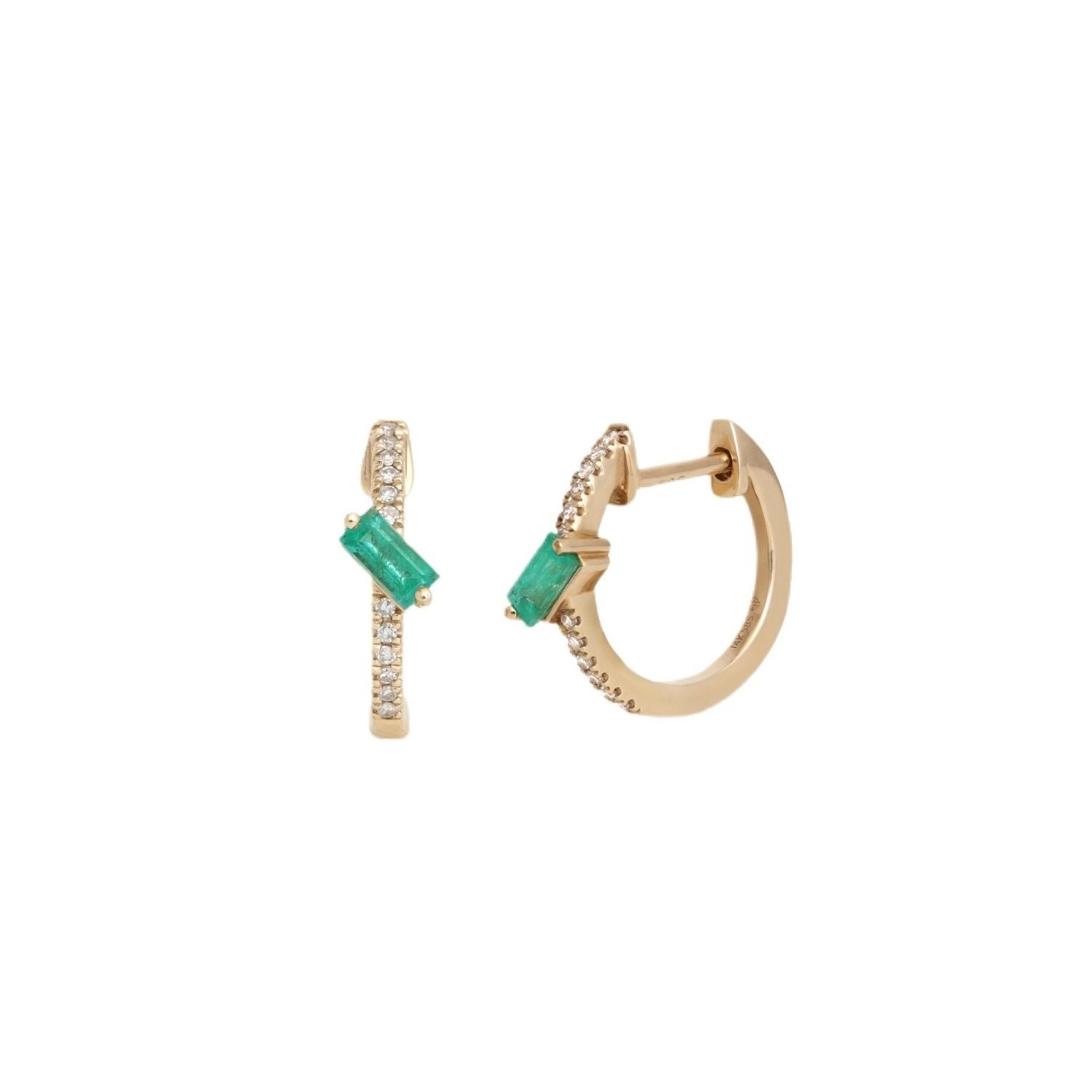 Naiia Women's Leo 14k Gold Diamond And Emerald Earrings
