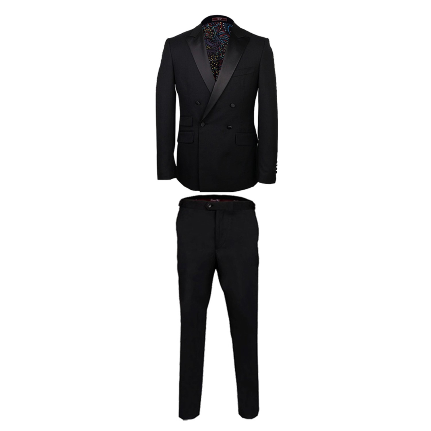 Blue velvet peak lapel double breasted tuxedo set main image 0
