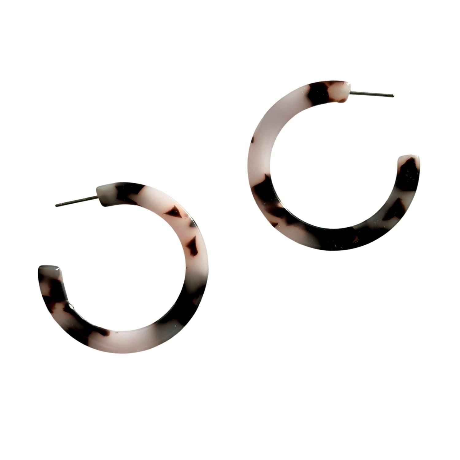 Women’s Black / White Hoop Earrings In Black & White Tortoise Closet Rehab