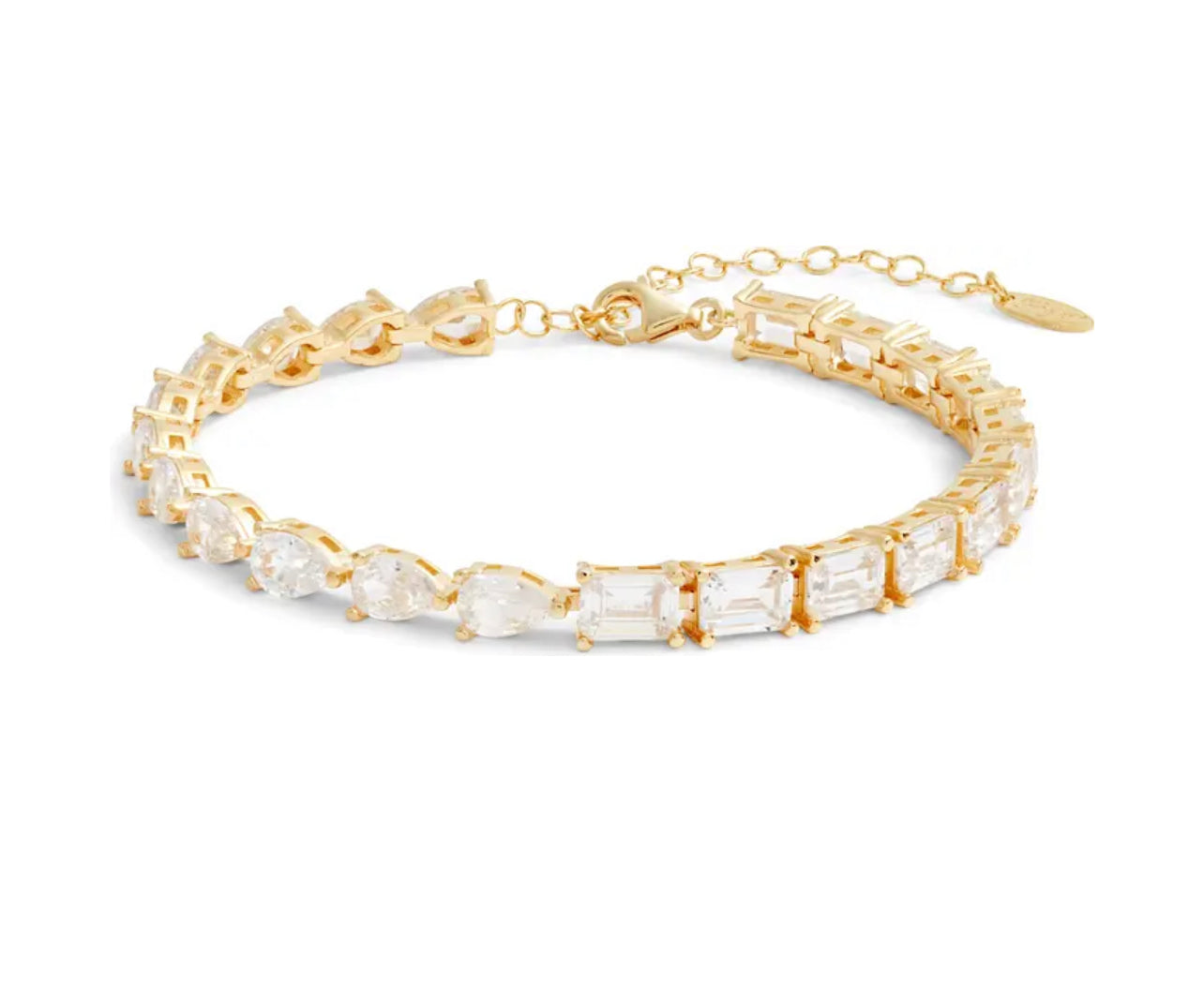 Shop Shymi Women's Gold Half Emerald Half Pear Tennis Bracelet