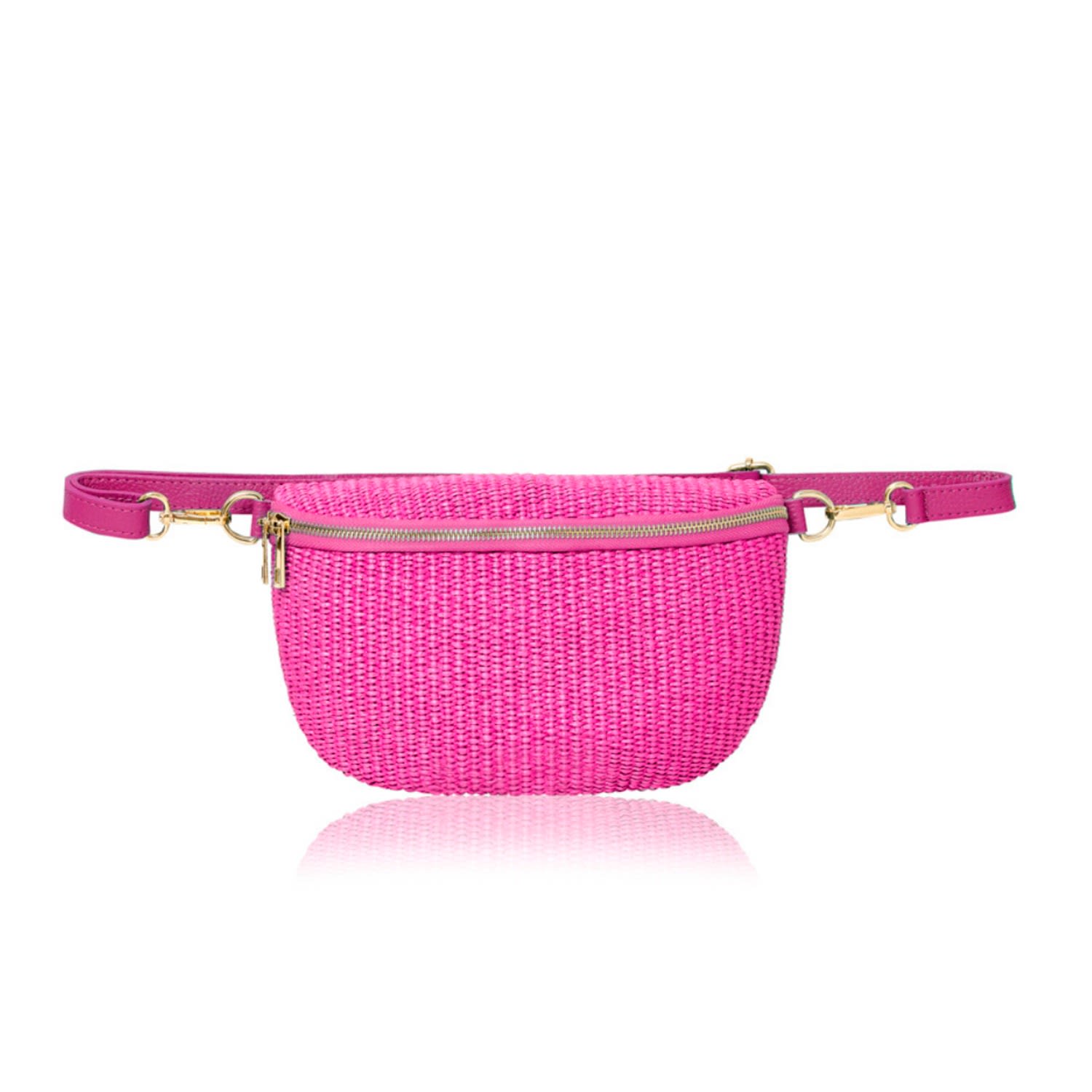 Betsy & Floss Women's Enna Raffia Crossbody & Waist Bag In Fuchsia Pink In Pink
