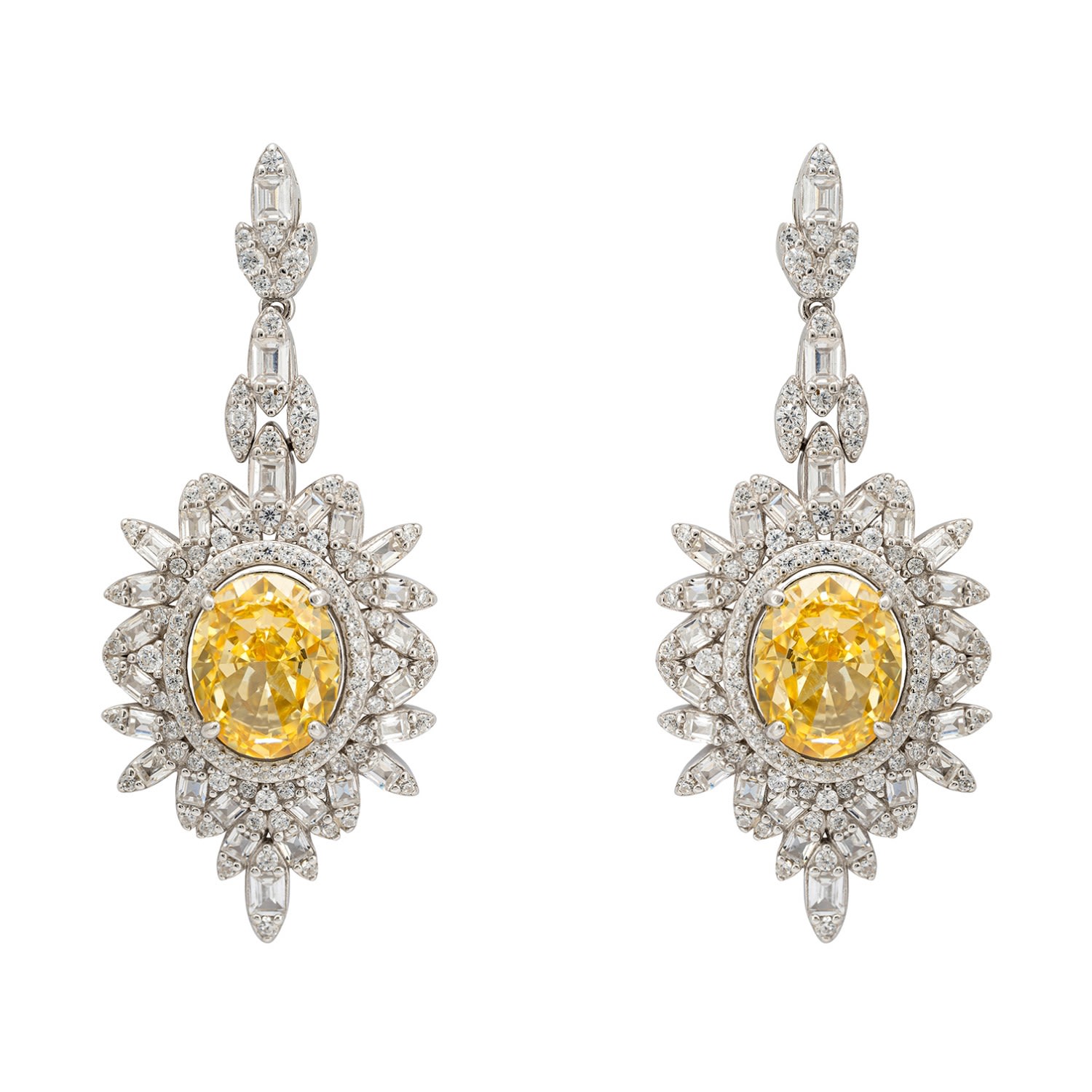 Women’s White / Yellow / Orange Arabesque Splendor Drop Earrings Yellow Topaz Silver Latelita