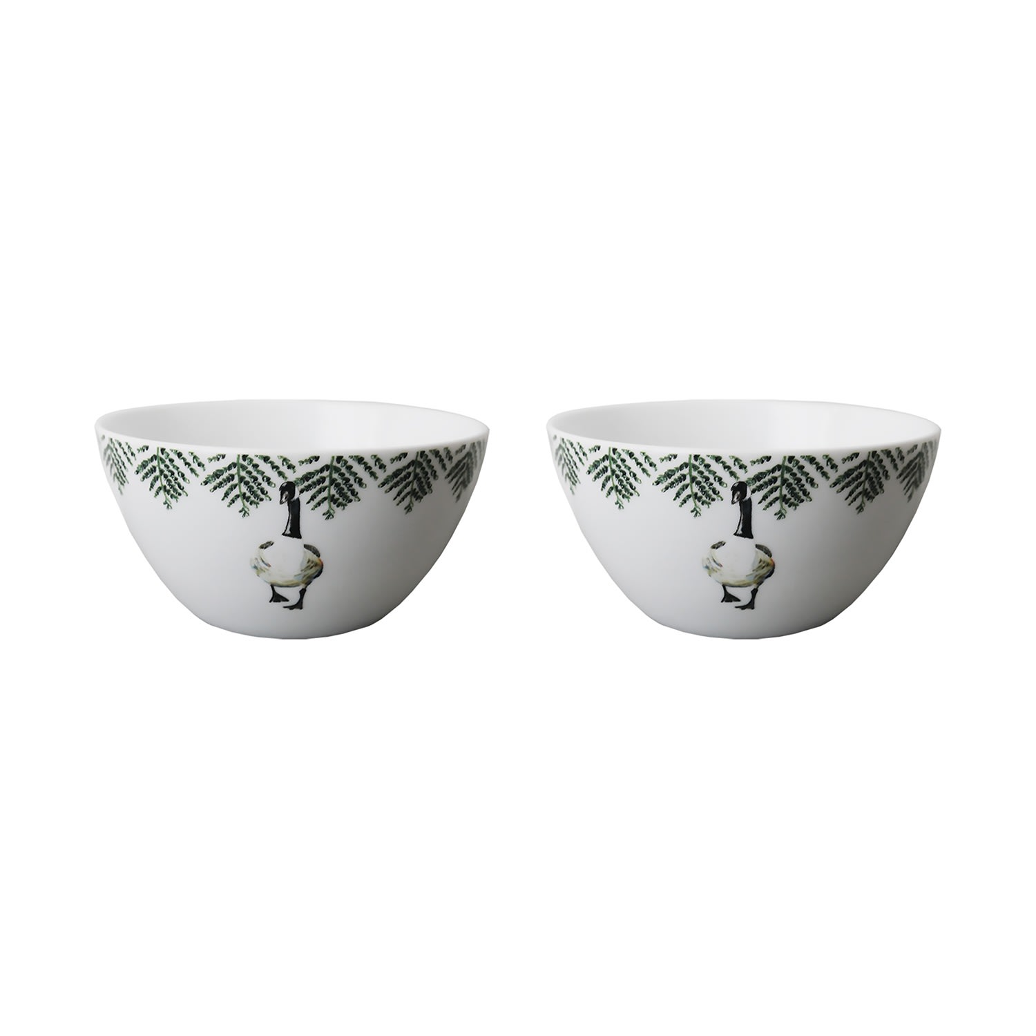 White 2X Cereal Bowls Festive Season Goose Catchii