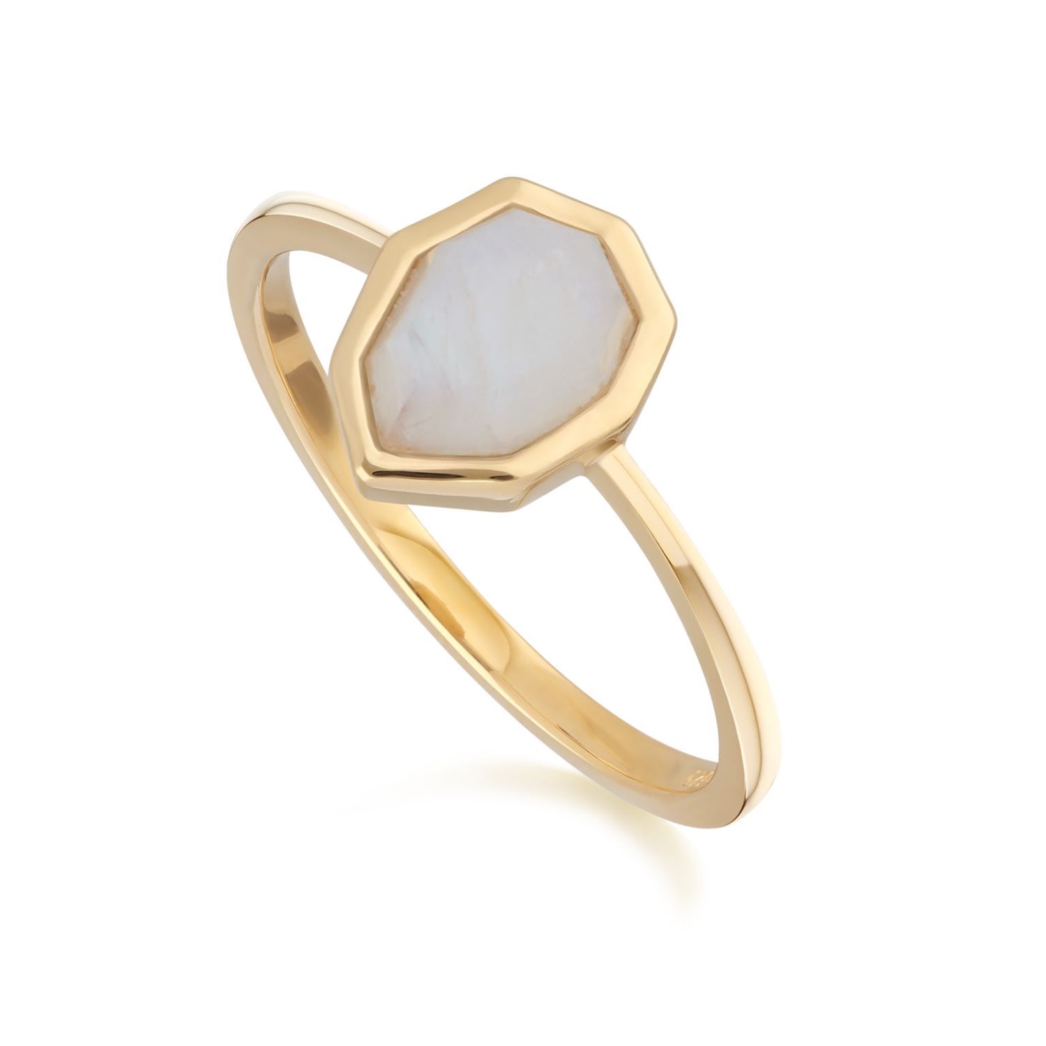 Women’s White Irregular Moonstone Ring In Gold Plated Silver Gemondo